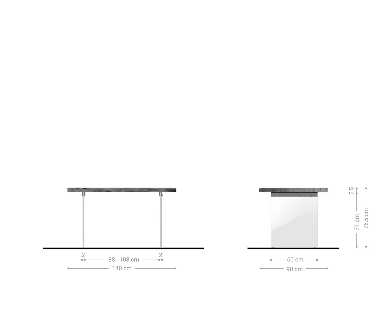 Table-à-manger Edge 140x90 XL acacia nature verre Live-Edge 5 Table-à-manger Edge 140x90 XL acacia nature verre Live-Edge 5