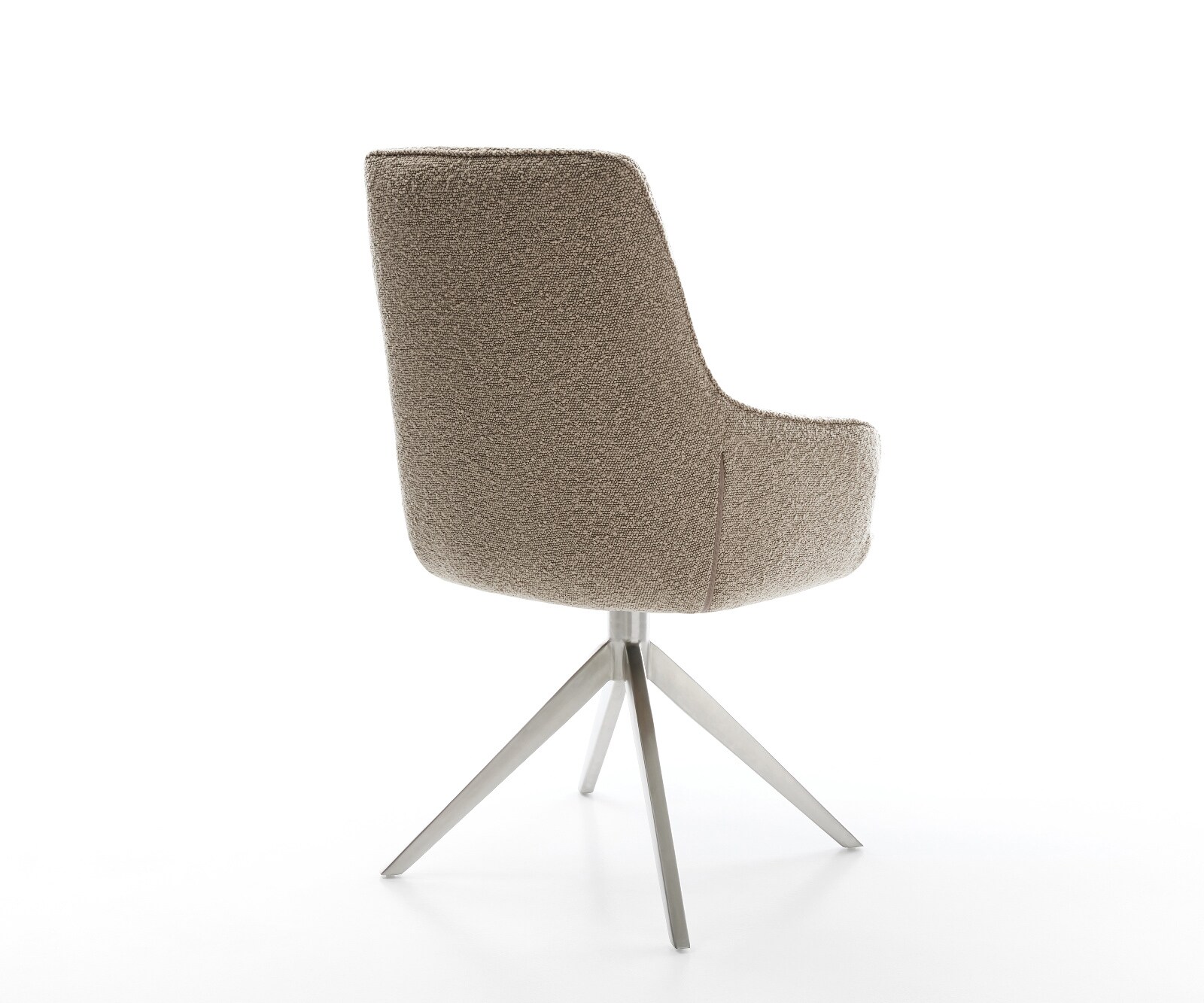 Chaise-pivotante Zelia-Flex avec accoudoirs bouclé boue pied croisé large acier inoxydable pivotement sur 360° fonction bascule ressorts ensachés 4