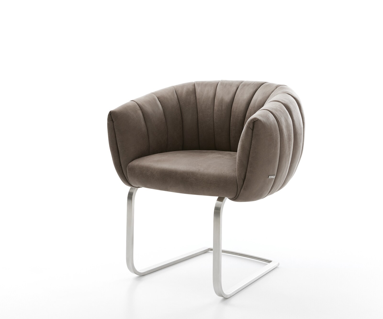 Cantilever Jada-Flex microvelours taupe vintage pied cantilever plat acier inoxydable brossé ressorts ensachés