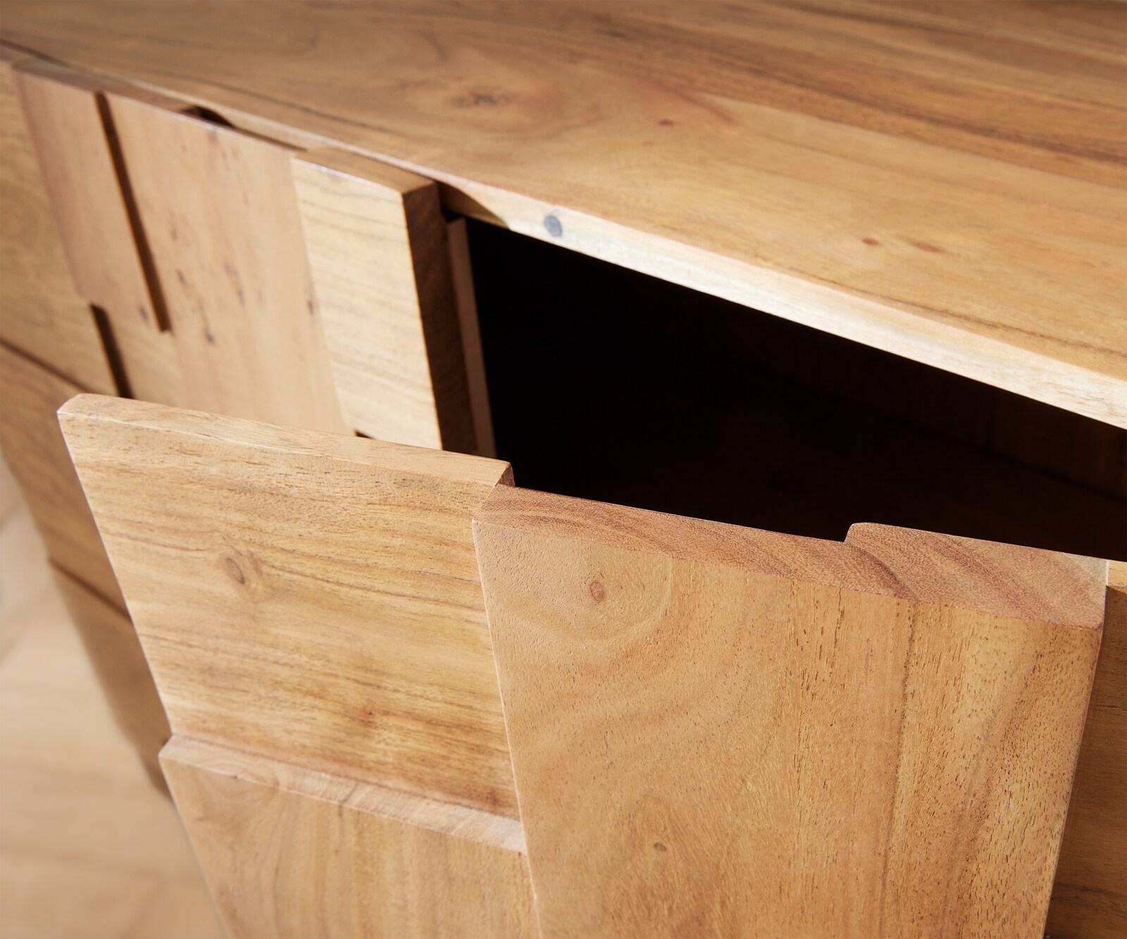 Sideboard Puzzle 145 cm Akazie Natur Winkelfuß Edelstahl 3 Sideboard Puzzle 145 cm Akazie Natur Winkelfuß Edelstahl 3