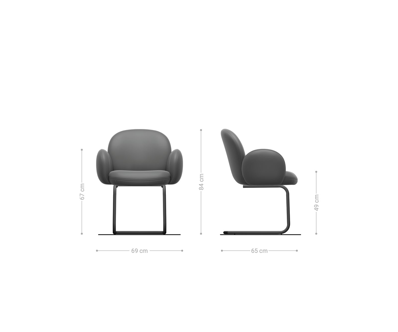 Cantilever Nube-Flex avec accoudoirs bouclé gris argenté pied cantilever rond noir ressorts ensachés 6
