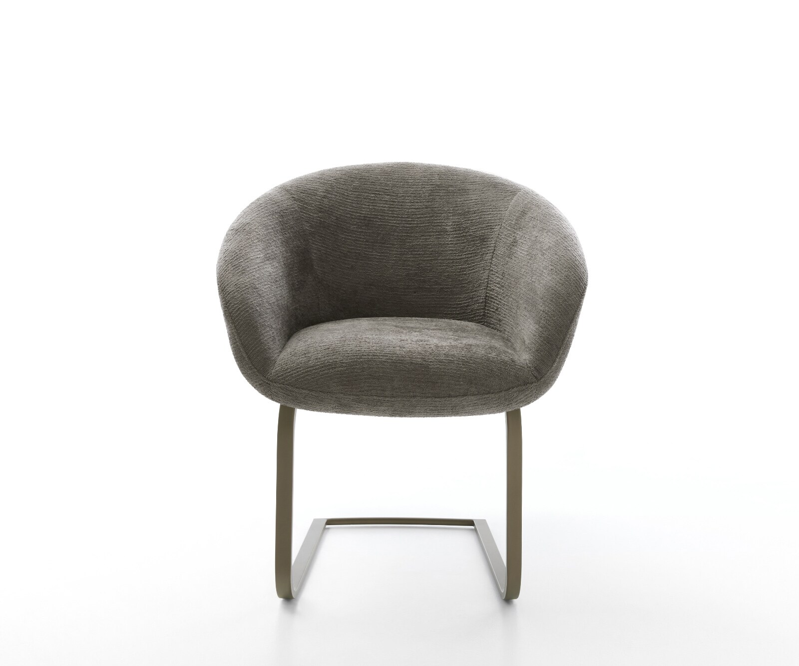 Freischwinger Vinka-Flex mit Armlehnen Bouclé Soft Schlamm Freischwinger flach Effektfinish Titan Taschenfederkern 1