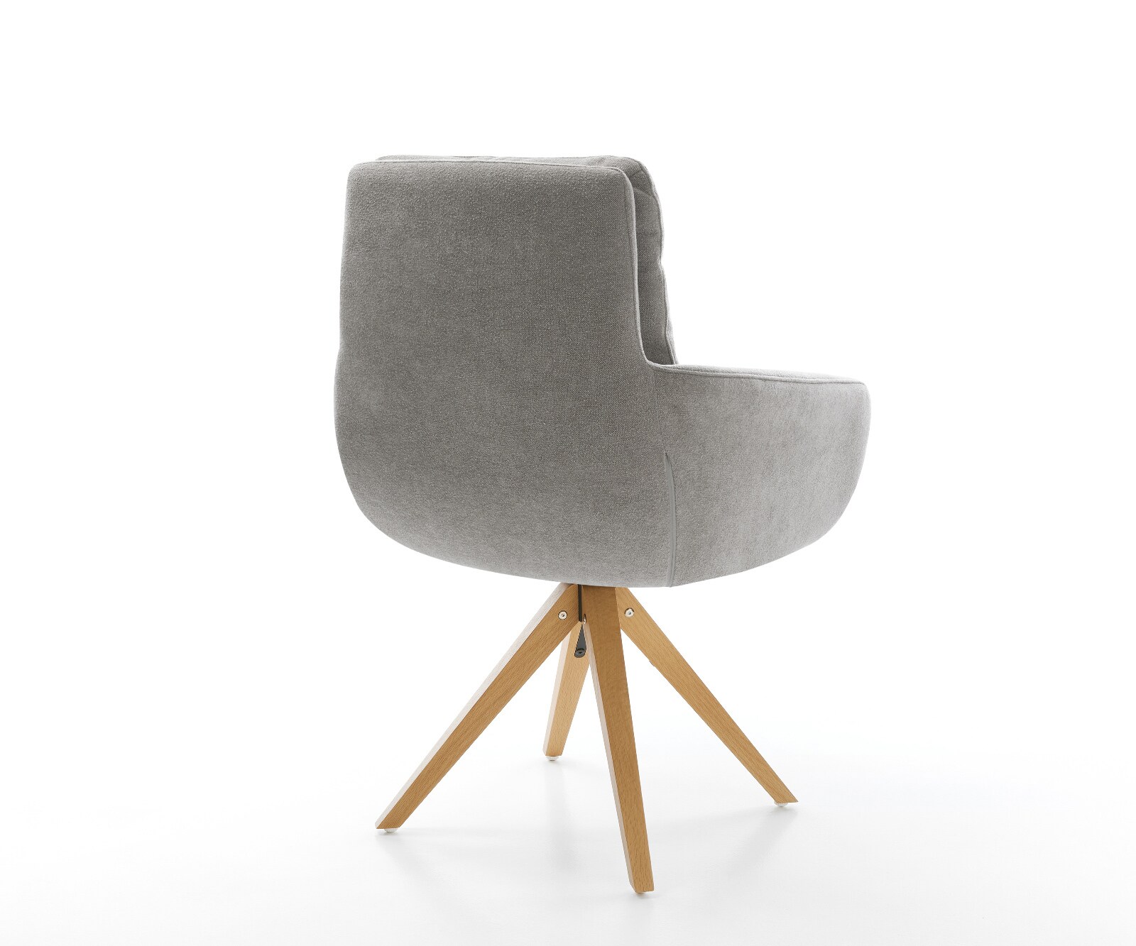 Chaise-pivotante Abelia-Flex avec accoudoirs tissu structuré doux gris pied en bois angulaire naturel pivotement sur 180° 5
