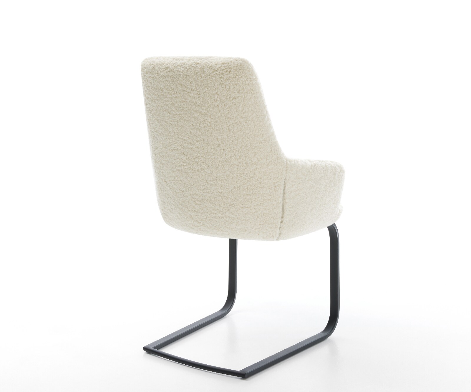 Cantilever Zelia-Flex avec accoudoirs tissu teddy beige pied cantilever plat noir ressorts ensachés 5