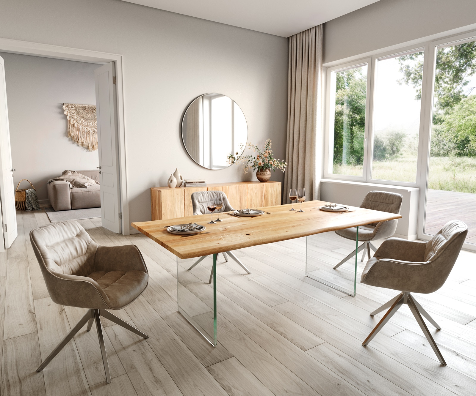 Esstisch Edge 200x100x2,5-3 Eiche Natur Glas Live-Edge 4 Esstisch Edge 200x100x2,5-3 Eiche Natur Glas Live-Edge 4