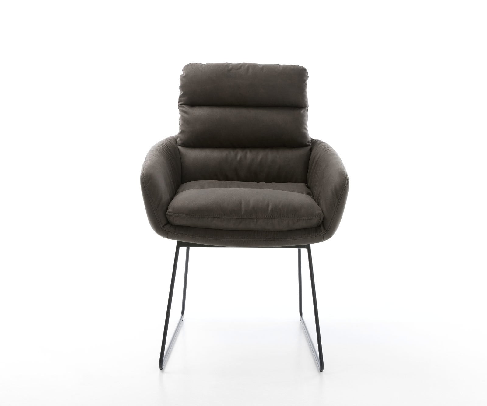 Chaise-de-salle-à-manger Abelia-Flex avec accoudoirs microvelours anthracite vintage pied trapèze noir 2