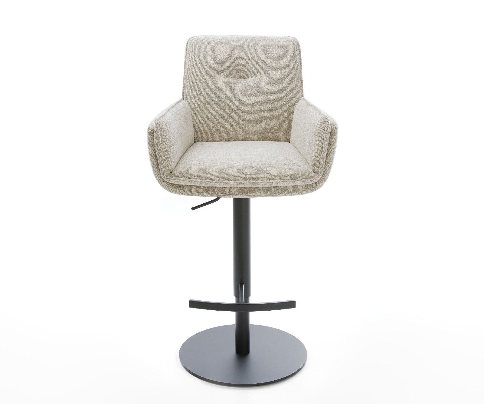 Barstuhl Nela-Flex Webstoff Soft Beige Drehfuß höhenverstellbar Metall Schwarz 1