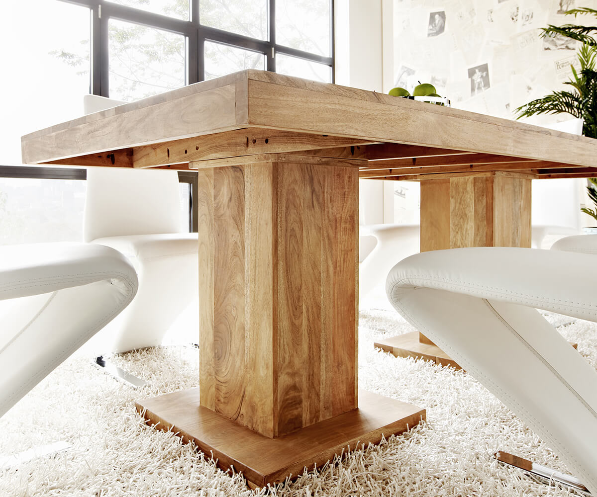 Esstisch Indra Akazie Natur 200x100 massiv Säulentisch 3