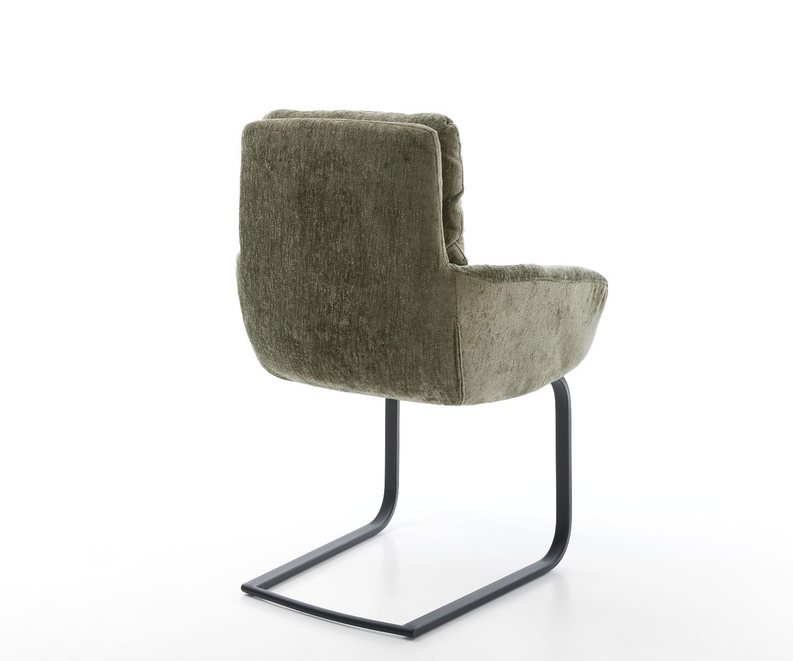 Cantilever Abelia-Flex avec accoudoirs chenille olive pied cantilever plat noir 5