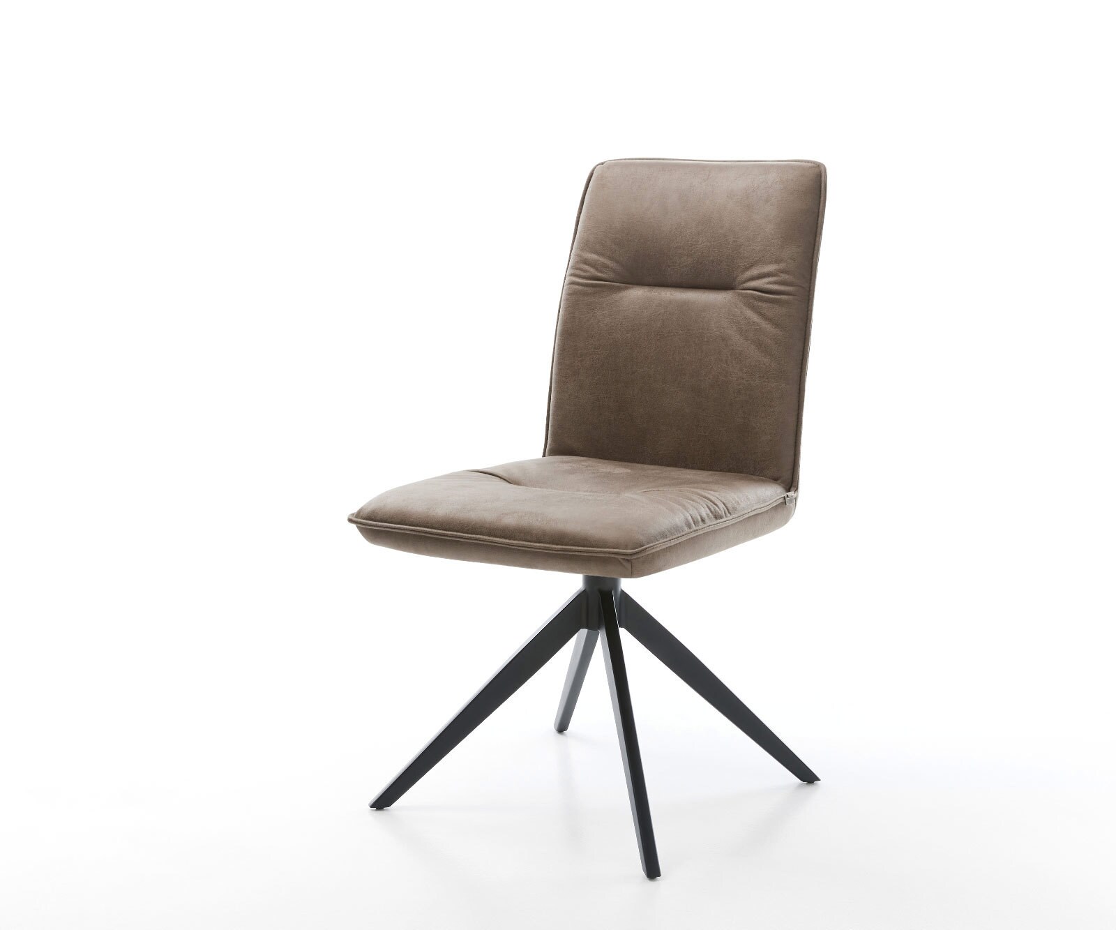 Drehstuhl Vinjo-Flex Mikrofaser Taupe Vintage Kreuzgestell breit Schwarz 360° drehbar Wippfunktion