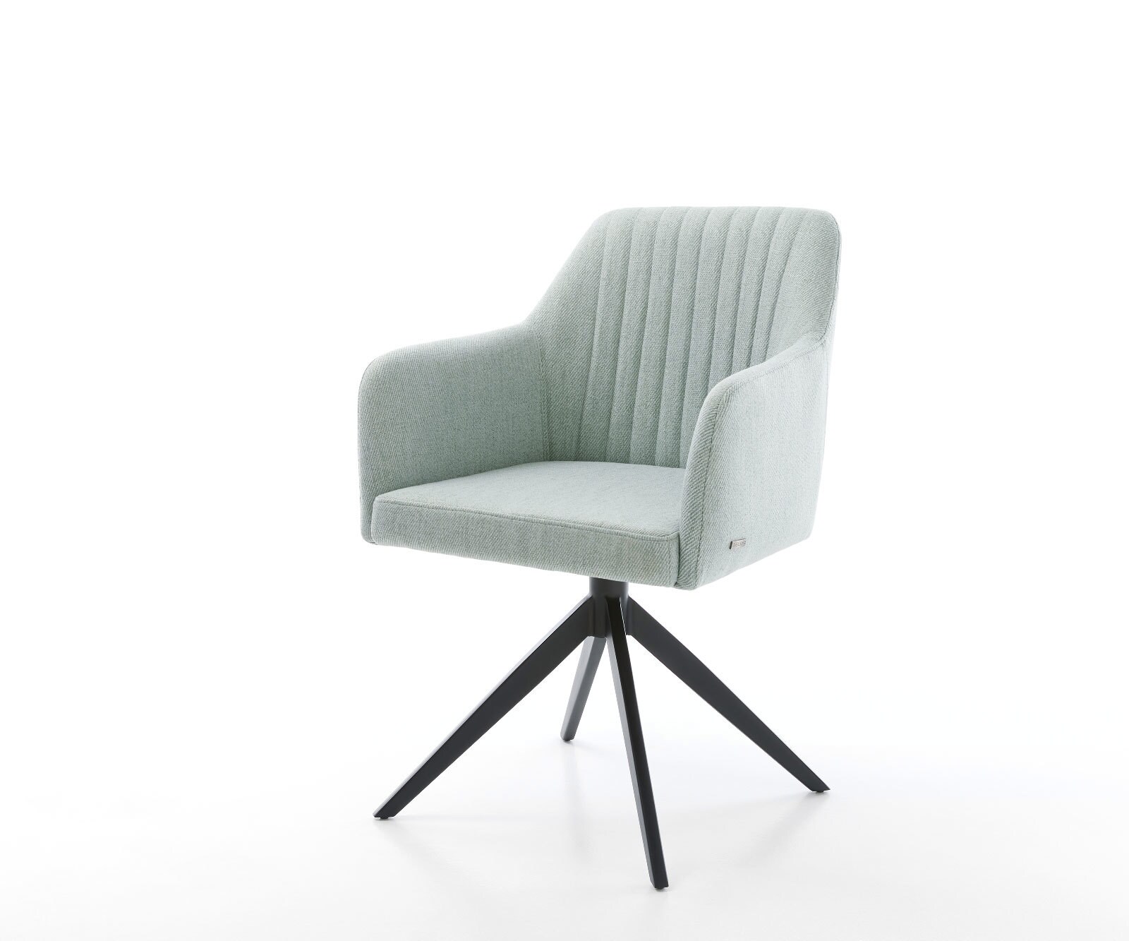 Chaise-de-salle-à-manger Greg-Flex rayures Vert menthe pied croisé large noir