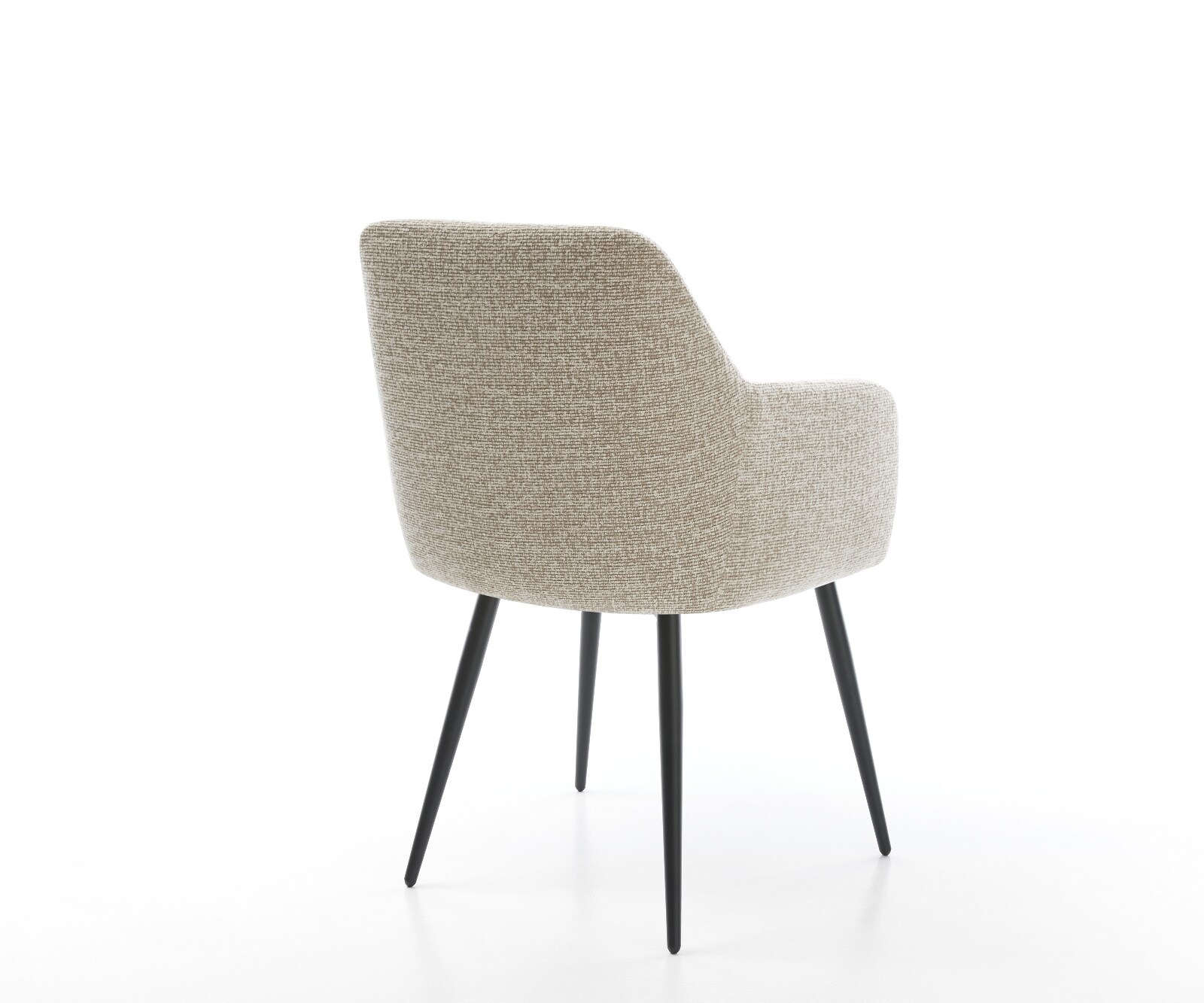 Chaise-de-salle-à-manger Greg-Flex tissu tissé doux beige 4 pieds coniques noir resorts ensachés 5