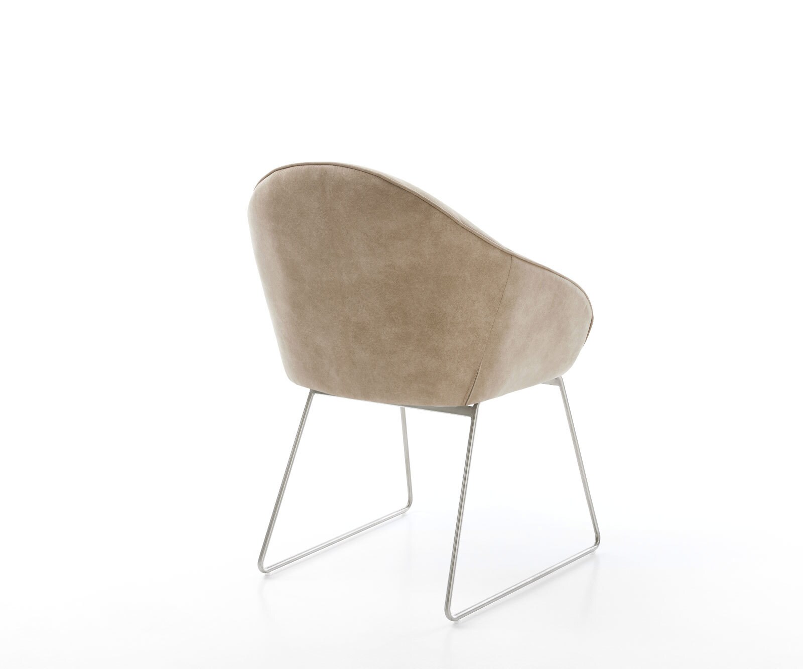 Chaise-de-salle-à-manger Gaio-Flex microvelours beige vintage pied trapèze acier inoxydable brossé 4