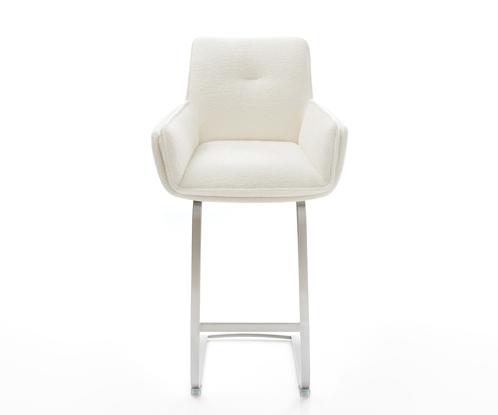 Barstuhl Nela-Flex Bouclé Soft Beige Freischwinger Flach Edelstahl Silberfarben 1