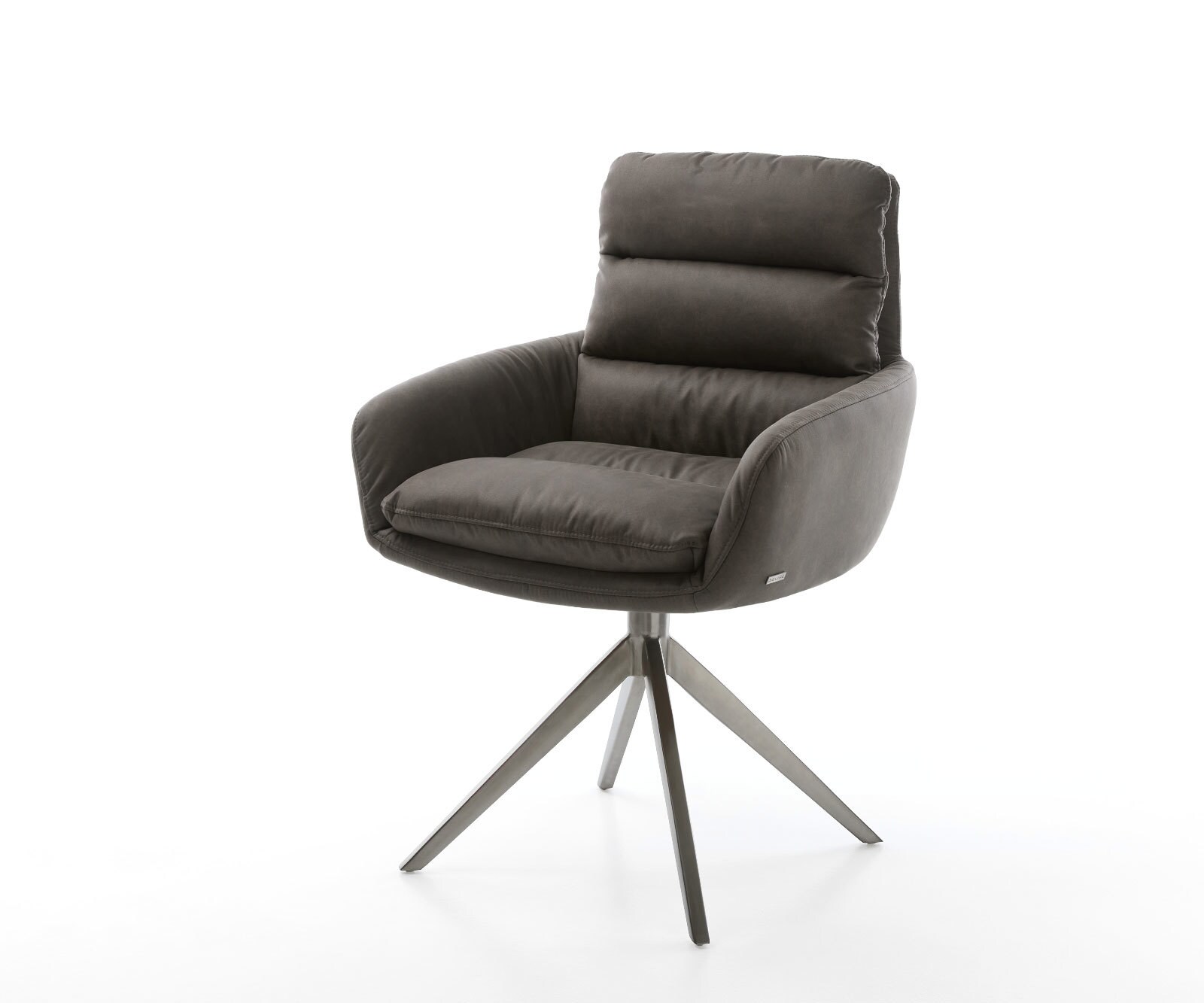 Drehstuhl Abelia-Flex mit Armlehnen Mikrofaser Anthrazit Vintage Kreuzgestell breit Graphit 360° drehbar Wippfunktion