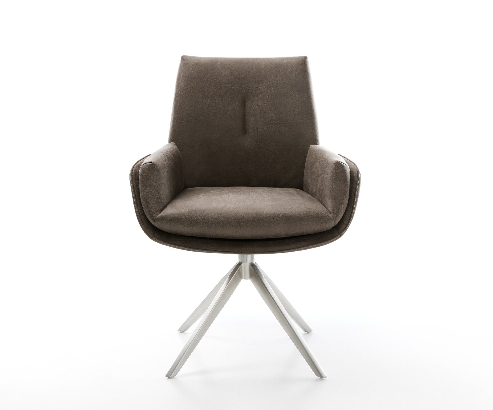 Drehstuhl Clea-Flex Mikrofaser Taupe Vintage Kreuzgestell breit Edelstahl 360° drehbar Wippfunktion 1