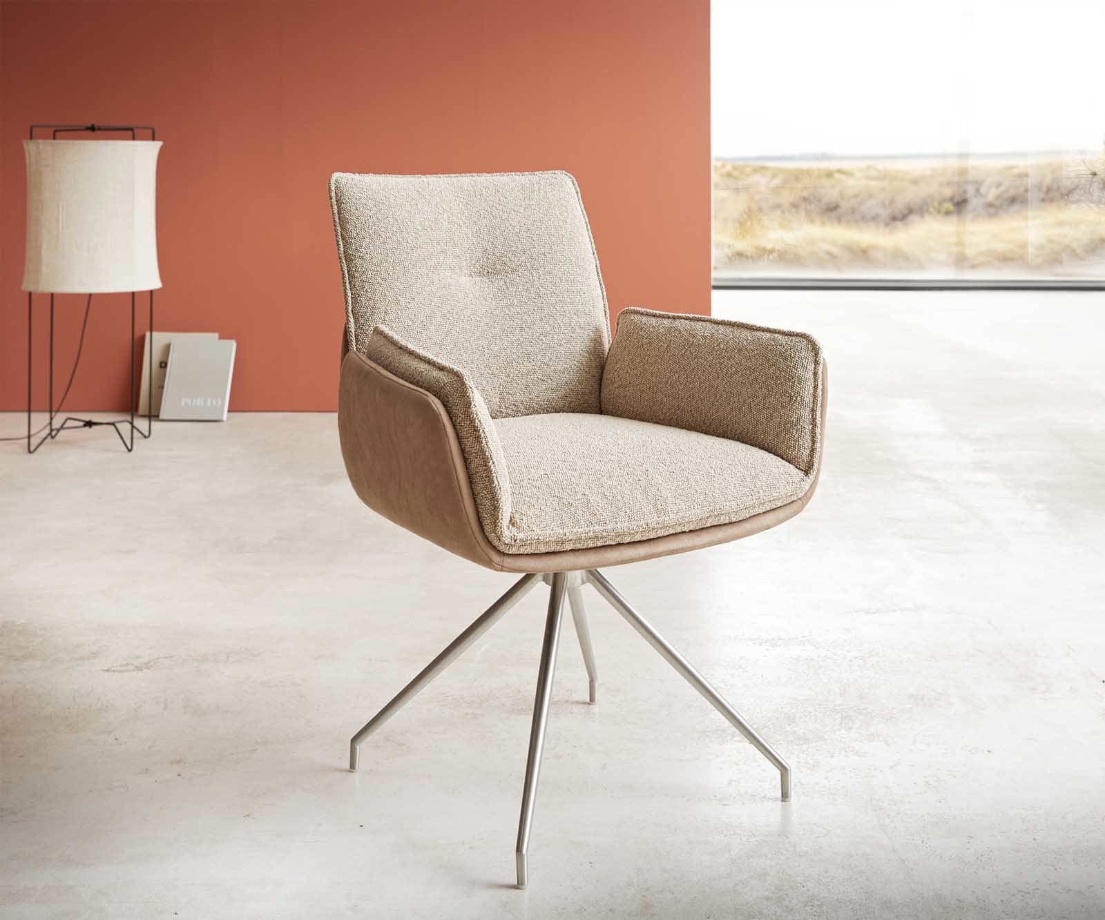 Drehstuhl Nela-Flex Materialmix Schlamm Kreuzgestell konisch Edelstahl 180° drehbar Drehstuhl Nela-Flex Materialmix Schlamm Kreuzgestell konisch Edelstahl 180° drehbar