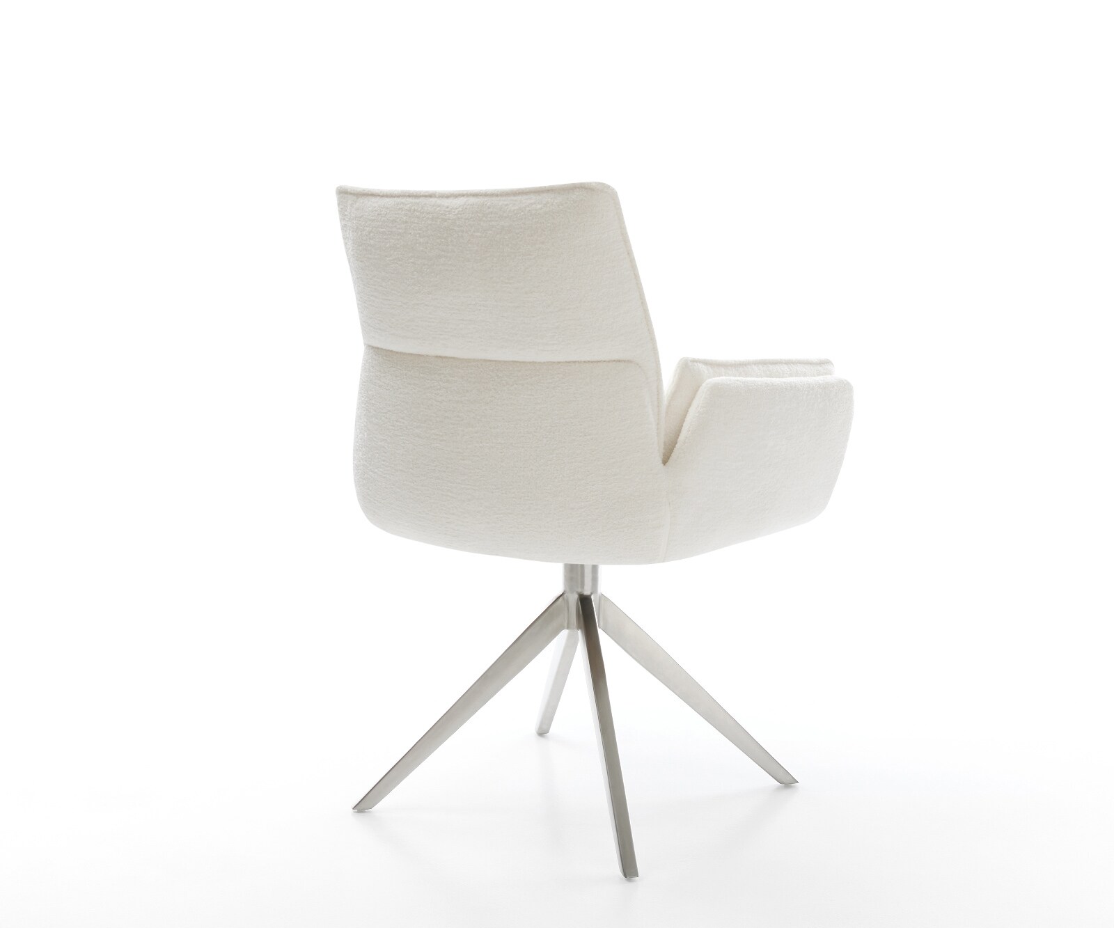 Drehstuhl Nela-Flex Bouclé Soft Beige Kreuzgestell breit Edelstahl 360° drehbar Wippfunktion 4