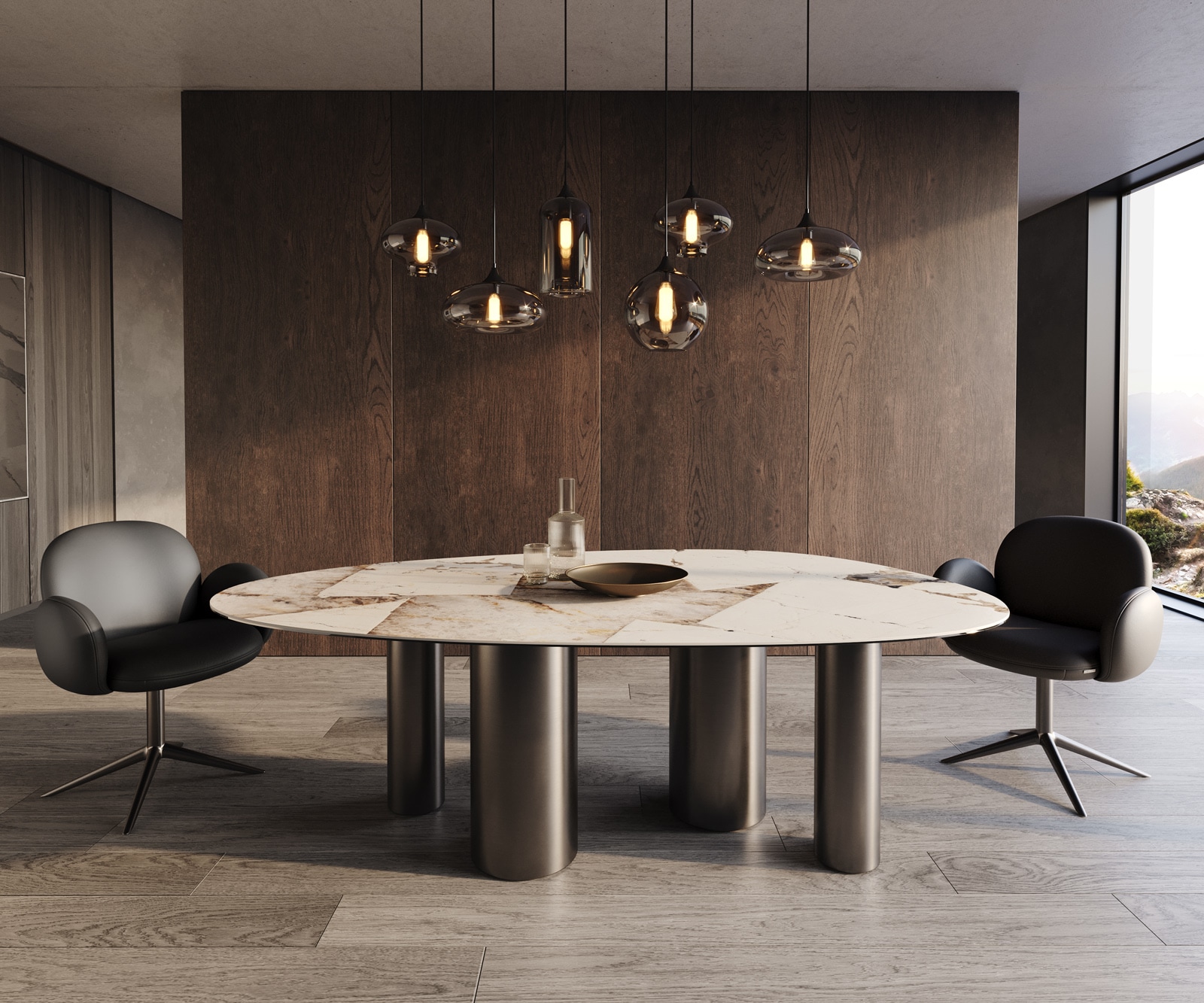 Tischgestell Pilier Edelstahl Graphit für Tischplatten ab 200 cm 1 Tischgestell Pilier Edelstahl Graphit für Tischplatten ab 200 cm 1