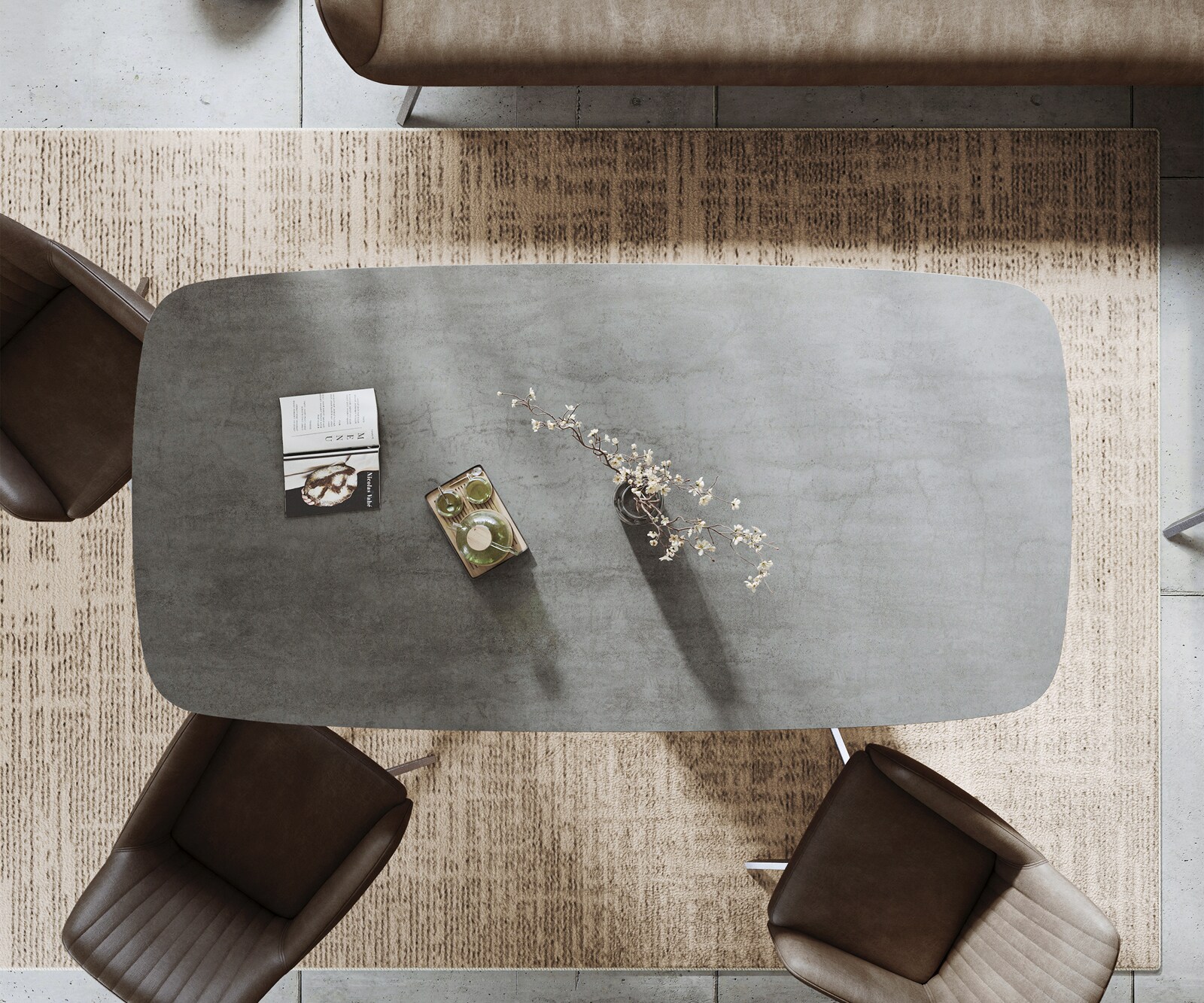 Esstisch Edge Boot 200x100 cm Keramik Boulevard Betonoptik Cono Metallic Silber 5