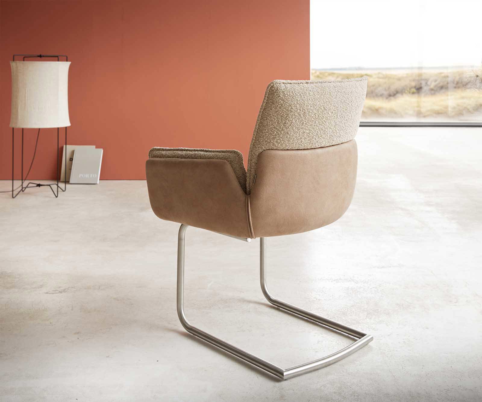 Freischwinger Nela-Flex Materialmix Schlamm Freischwinger rund Edelstahl 4 Freischwinger Nela-Flex Materialmix Schlamm Freischwinger rund Edelstahl 4