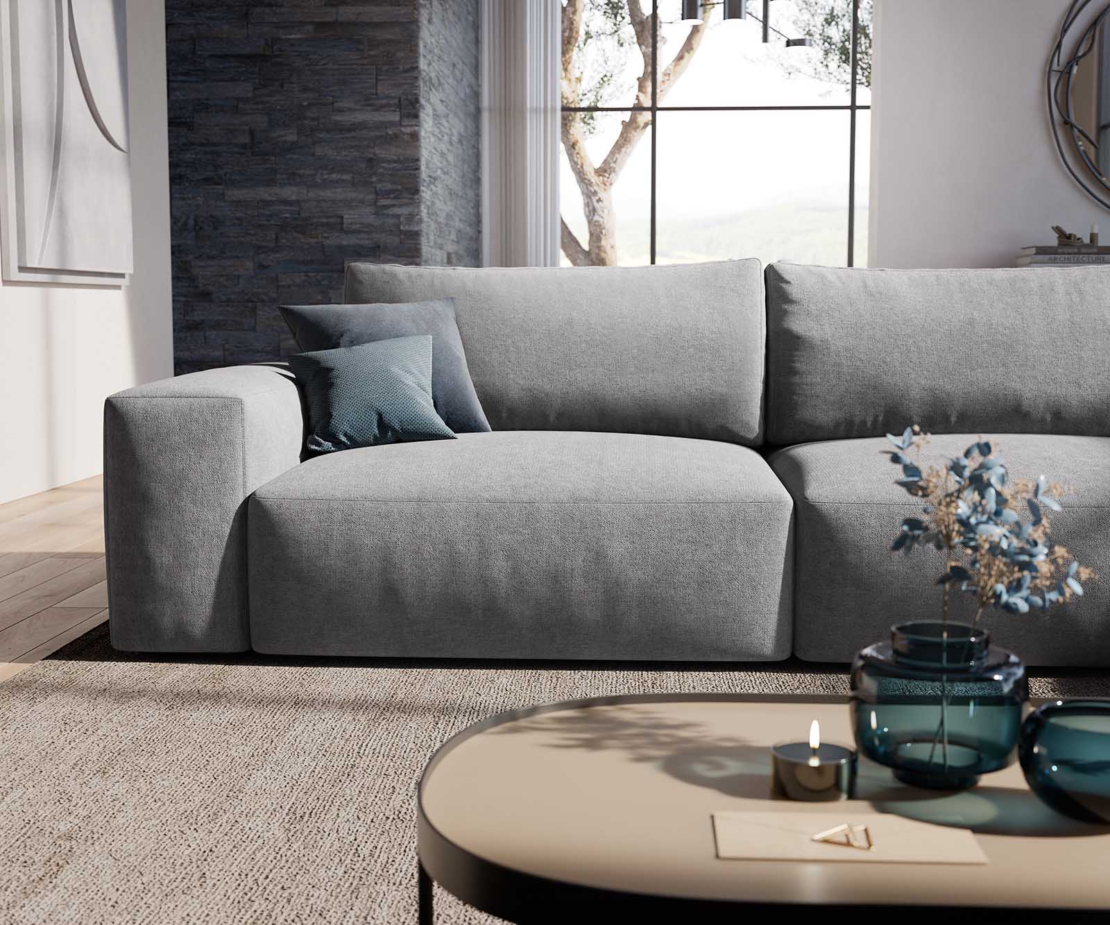 Ecksofa Lanzo XL 380x180 cm Mikrofaser Grau Recamiere variabel 5 Ecksofa Lanzo XL 380x180 cm Mikrofaser Grau Recamiere variabel 5