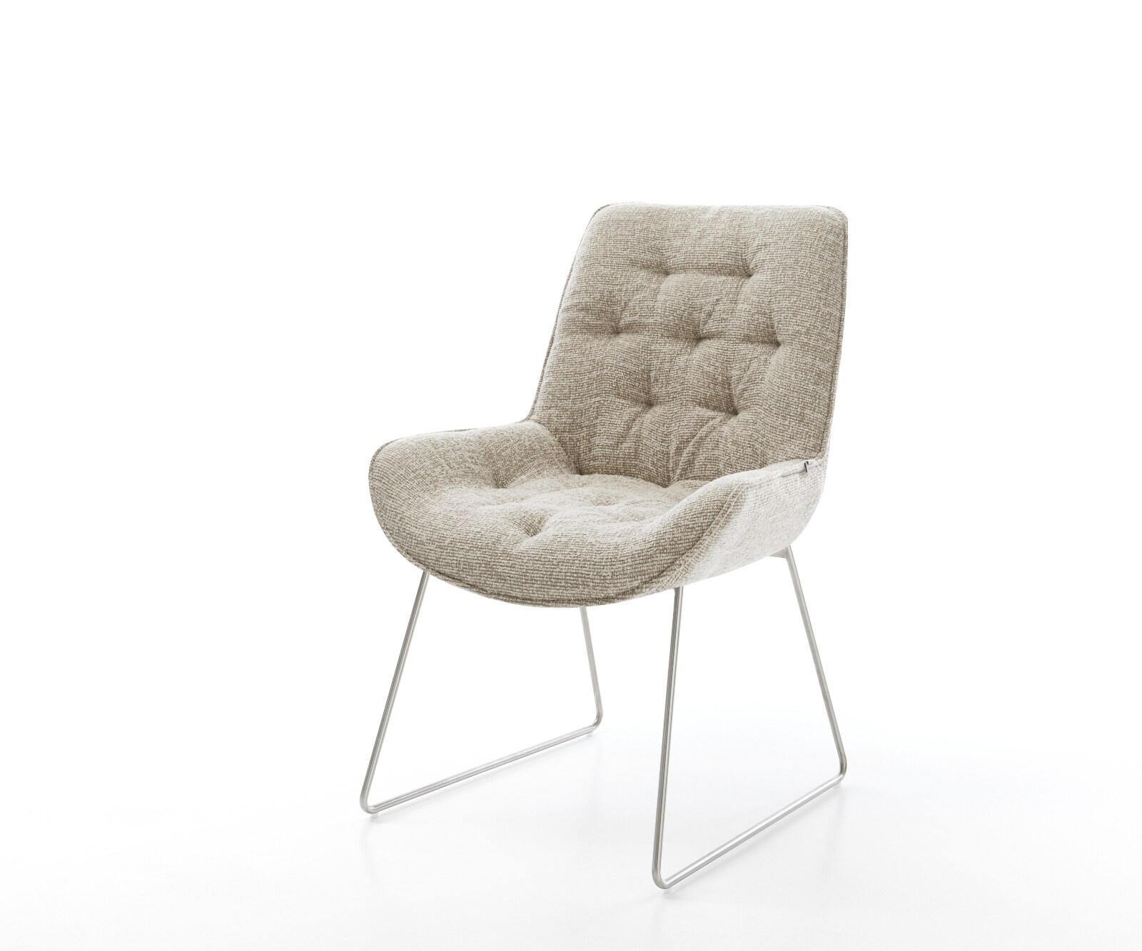Esszimmerstuhl Taimi-Flex Webstoff Soft Beige Kufengestell Edelstahl 1