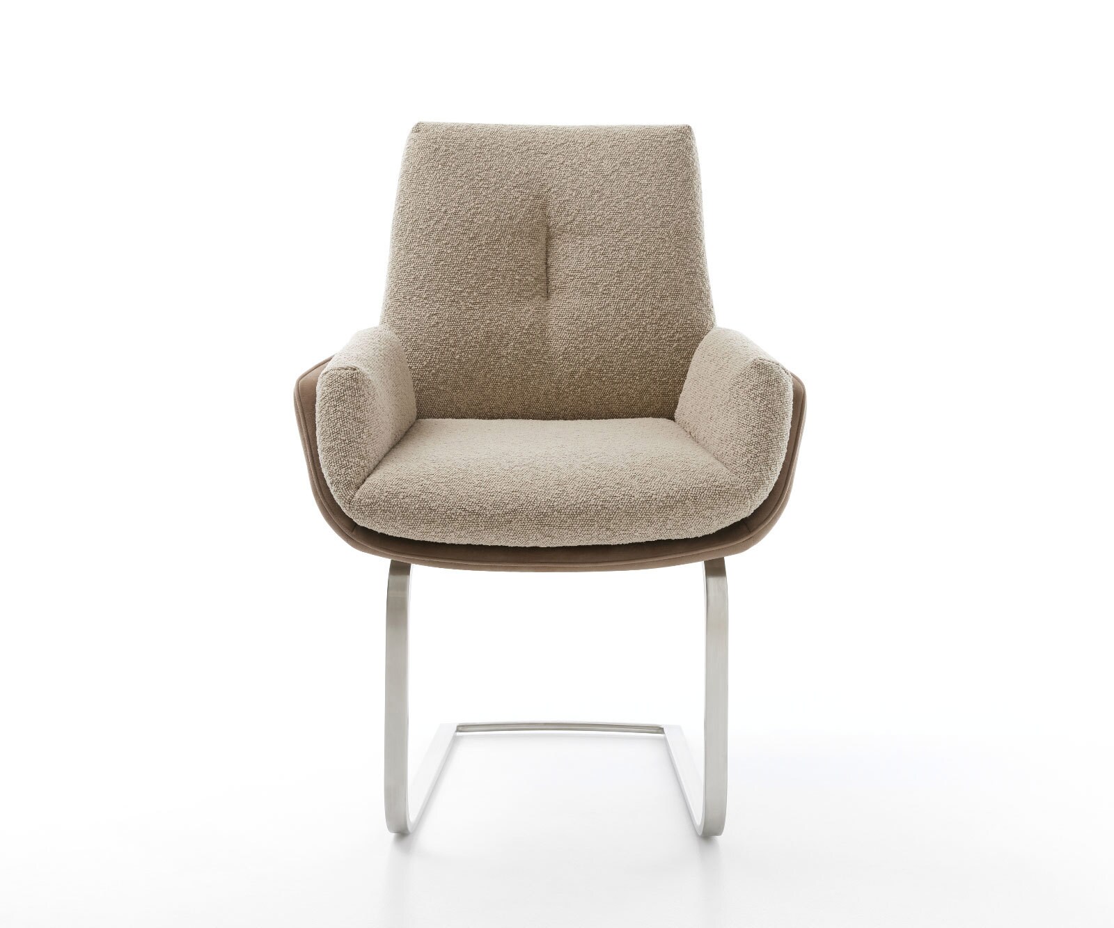 Cantilever Clea-Flex tissu mixte couleur boue pied cantilever plat acier inoxydable brossé 1