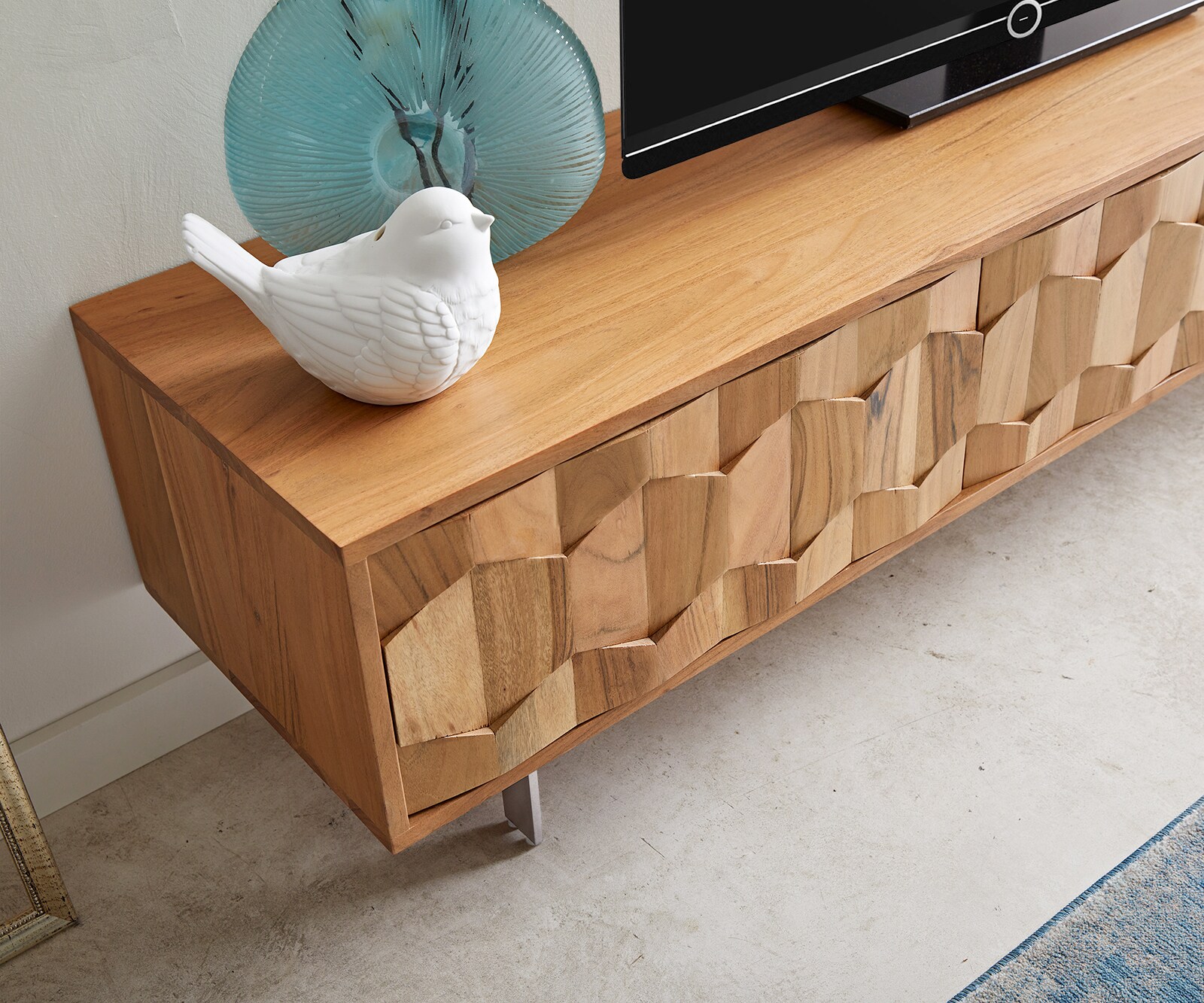 Buffet bas Fevo 160 cm acacia nature 2 portes Pied-L 4