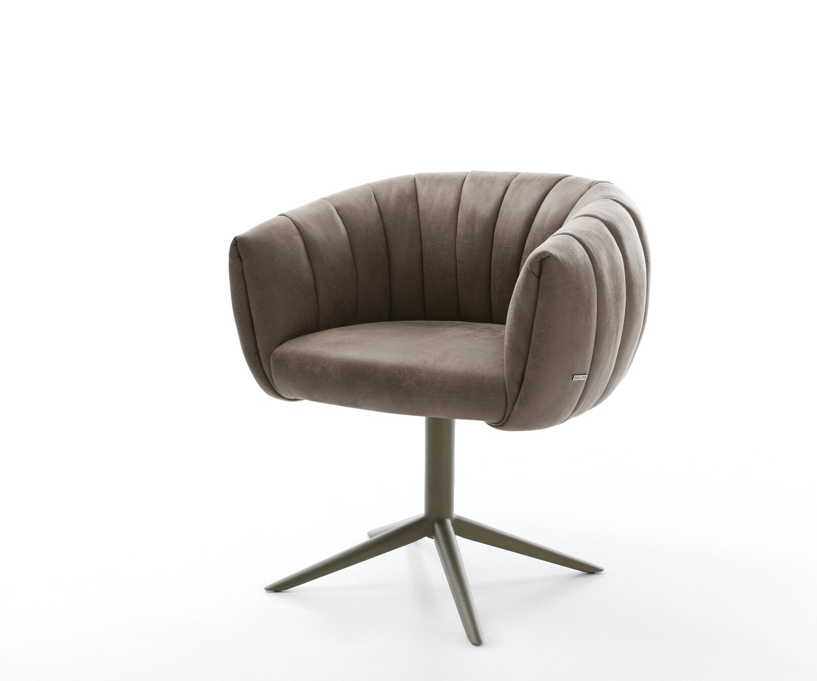 Chaise-pivotante Jada-Flex microvelours taupe vintage pied croisé angulaire aspect titane pivotement sur 360° fonction bascule ressorts ensachés