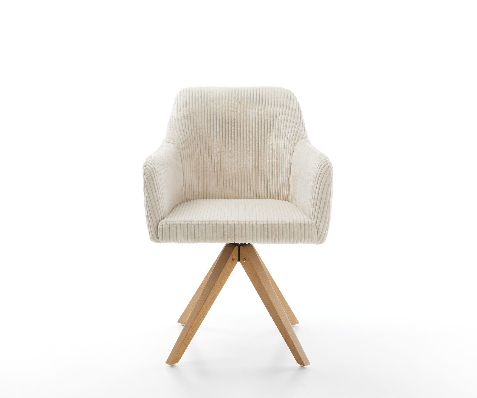 Chaise-de-salle-à-manger Greg-Flex côtelé beige vintage pied en bois angulaire naturel ressorts ensachés 2