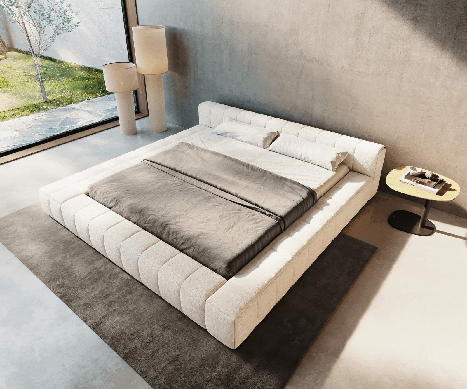 Polsterbettgestell Espazio 180x200 cm Bouclé Soft Beige 1