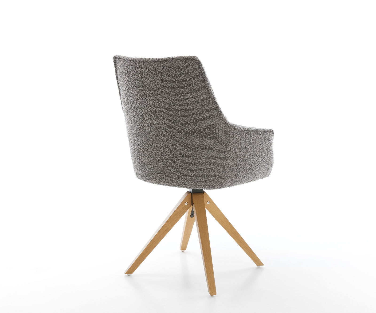 Chaise-pivotante Alja-Flex avec accoudoirs bouclé gris argenté pied en bois angulaire naturel pivotement sur 180° ressorts ensachés 5 Chaise-pivotante Alja-Flex avec accoudoirs bouclé gris argenté pied en bois angulaire naturel pivotement sur 180° ressorts ensachés 5