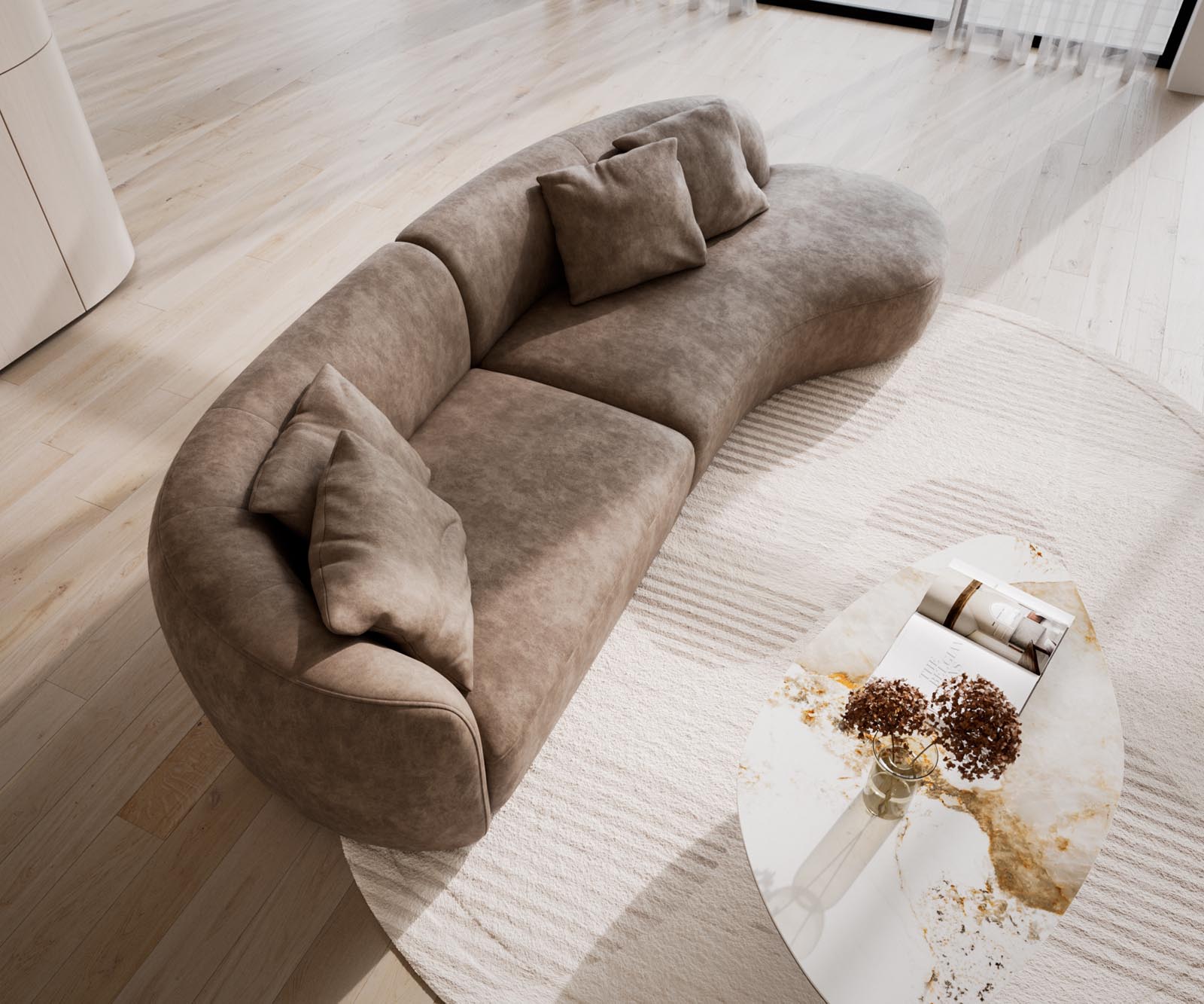 Sofa Mairi 330x160 cm Mikrofaser Taupe Vintage 3 Sofa Mairi 330x160 cm Mikrofaser Taupe Vintage 3