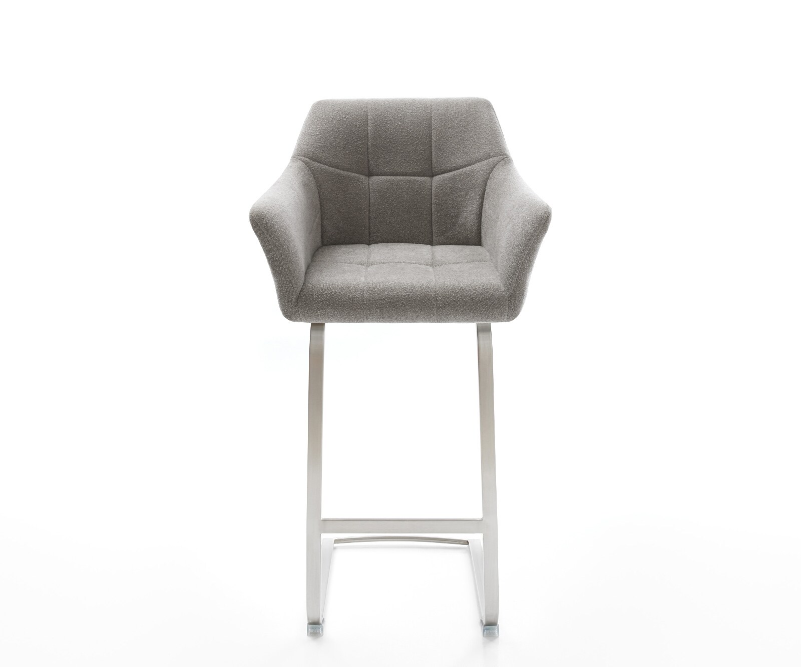 Chaise-de-bar Yulo-Flex Tissu structuré doux Gris Pied cantilever acier inoxydable Argent 1