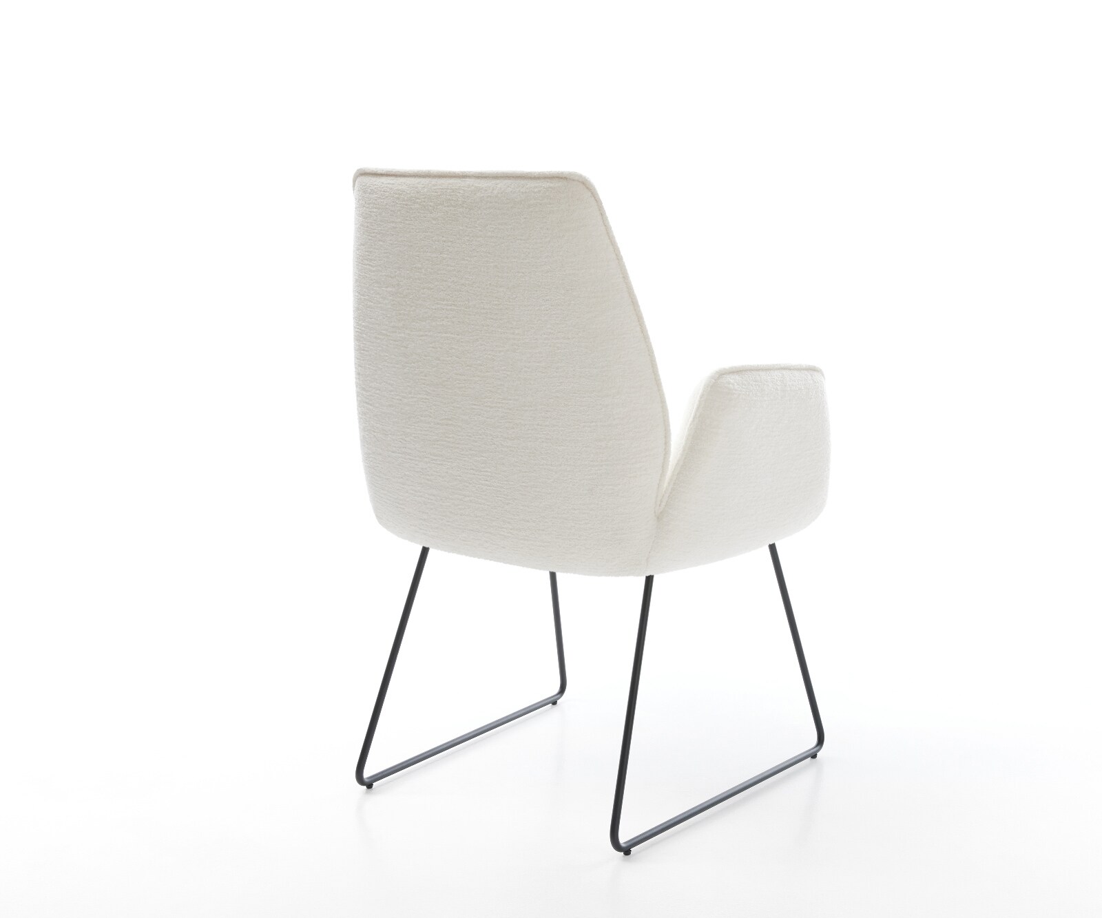 Chaise-de-salle-à-manger Zoa-Flex bouclé doux beige pied trapèze noir resorts ensachés 4