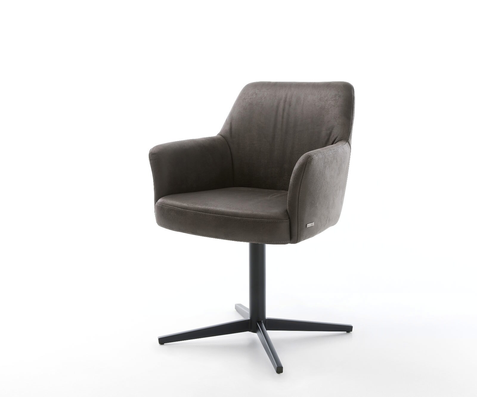 Chaise-pivotante Xana-Flex avec accoudoirs anthracite vintage pied de chaise 4 branches noir ressorts ensachés pivote sur 360°