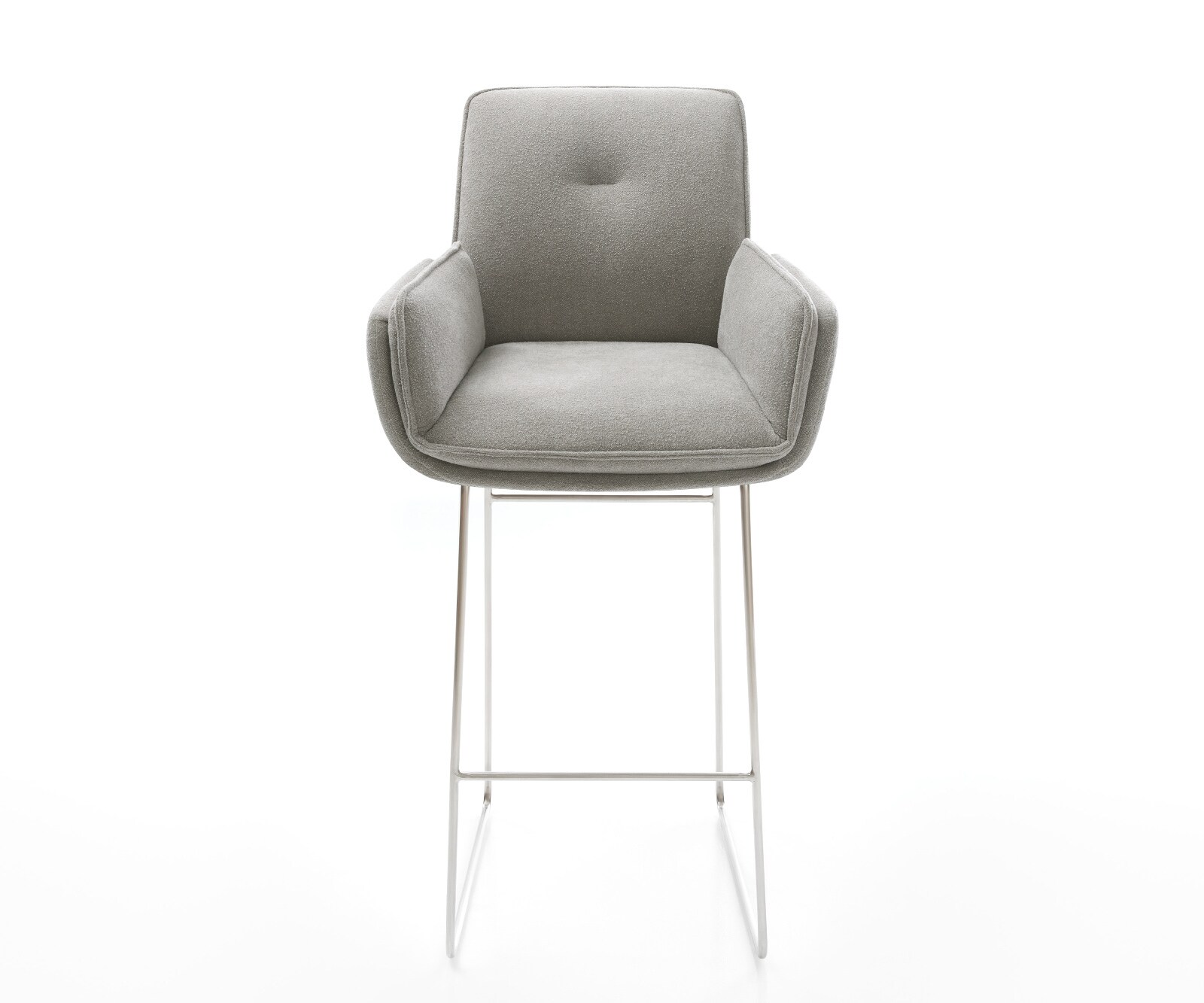 Chaise-de-bar Nela-Flex Tissu structuré doux Gris Pied trapèze acier inoxydable Argent 2