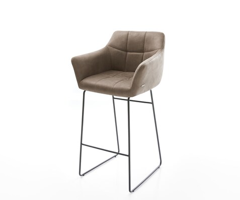 Chaise-de-bar Yulo-Flex vintage taupe cadre patin métal