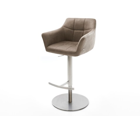 Chaise-de-bar Yulo-Flex vintage taupe base tournante réglable en haut acier inoxydable