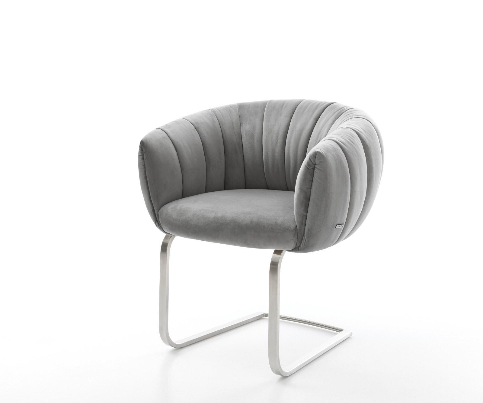 Freischwinger Jada-Flex Samt Grau Freischwinger flach Edelstahl Taschenfederkern