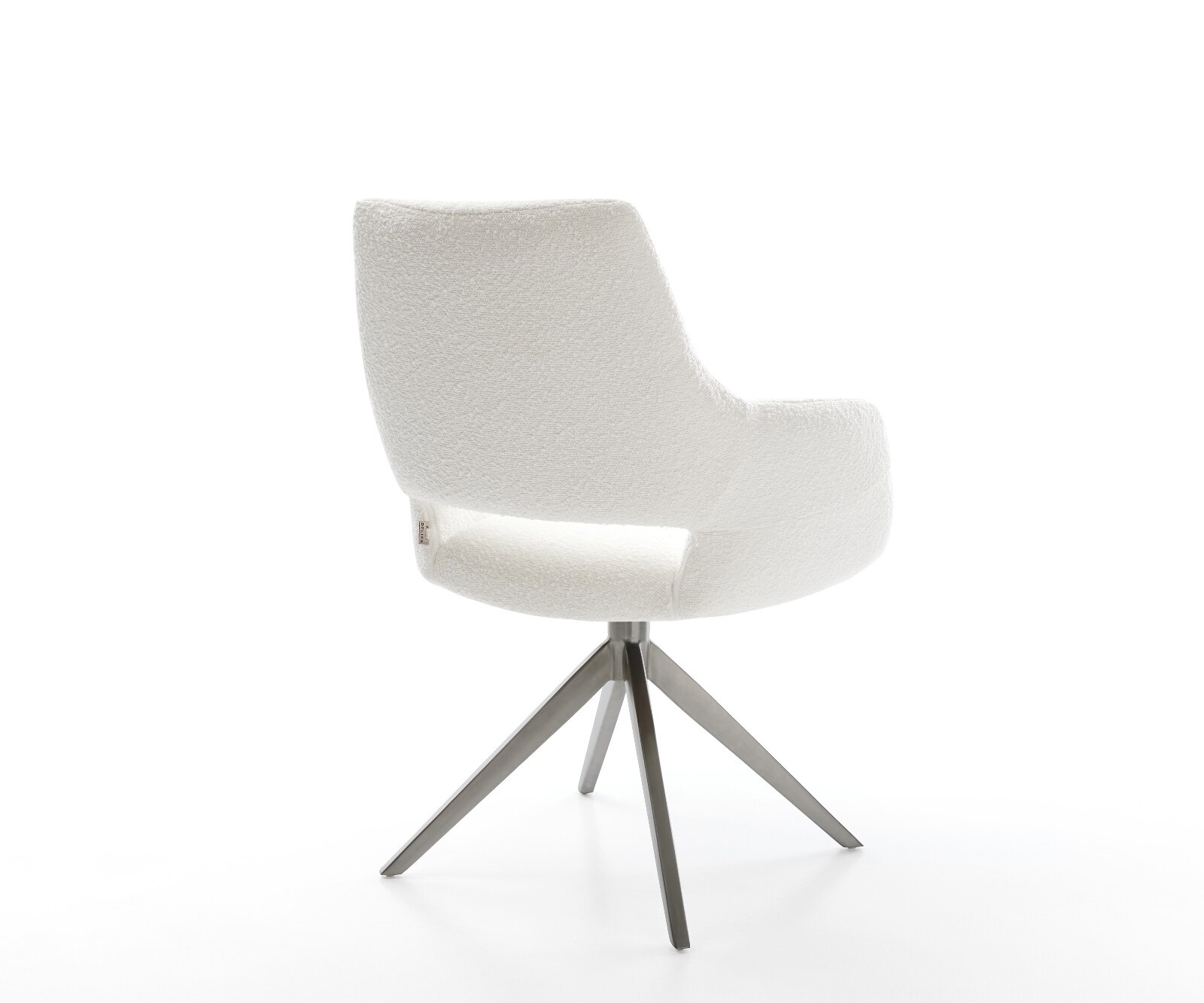 Chaise-pivotante Yago-Flex avec accoudoirs bouclé crème-blanc pied croisé large grafiete pivotement sur 360° fonction bascule ressorts ensachés 5