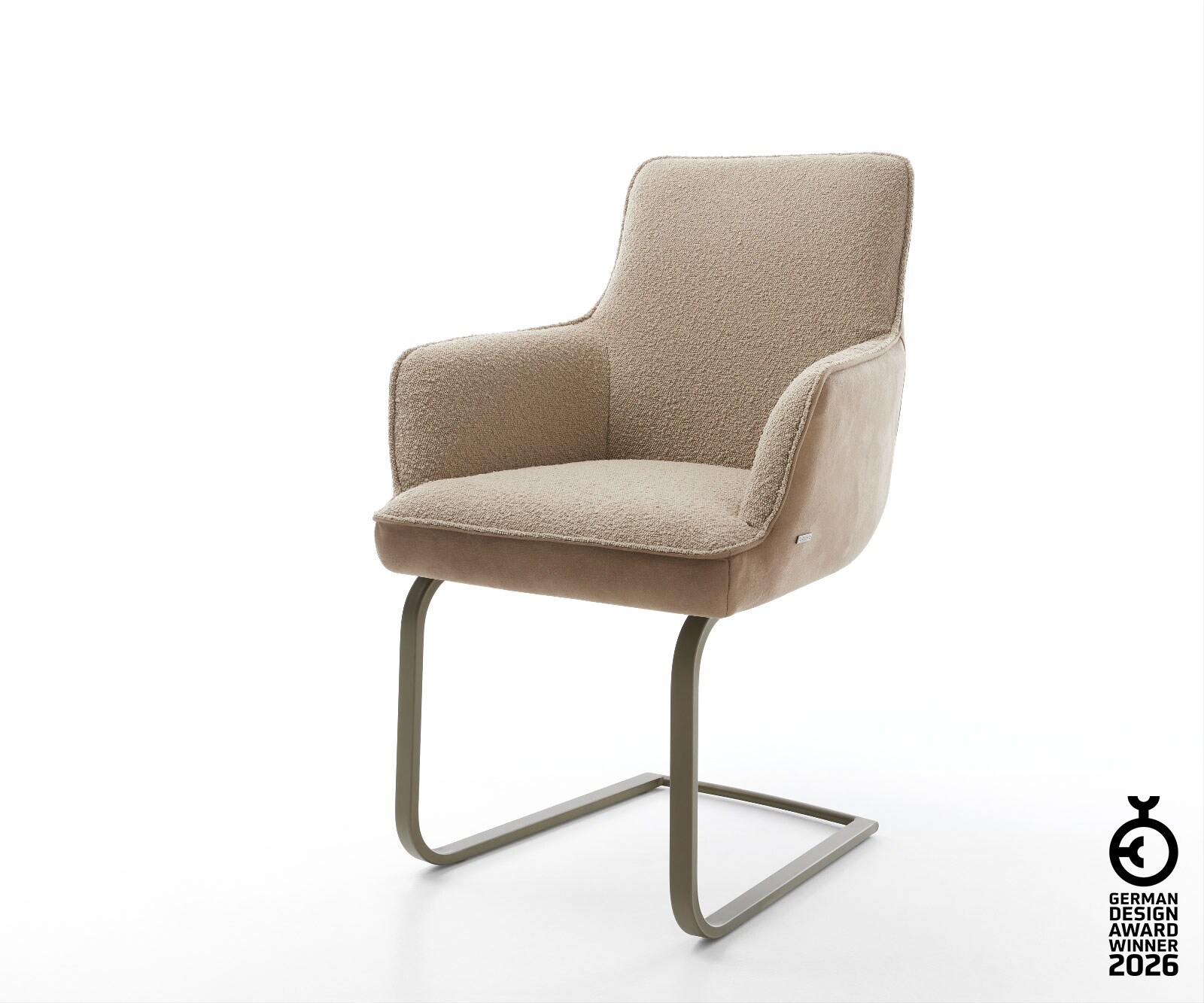 Cantilever Heira-Flex avec accoudoirs tissu mixte couleur boue pied cantilever plat aspect titane ressorts ensachés 1