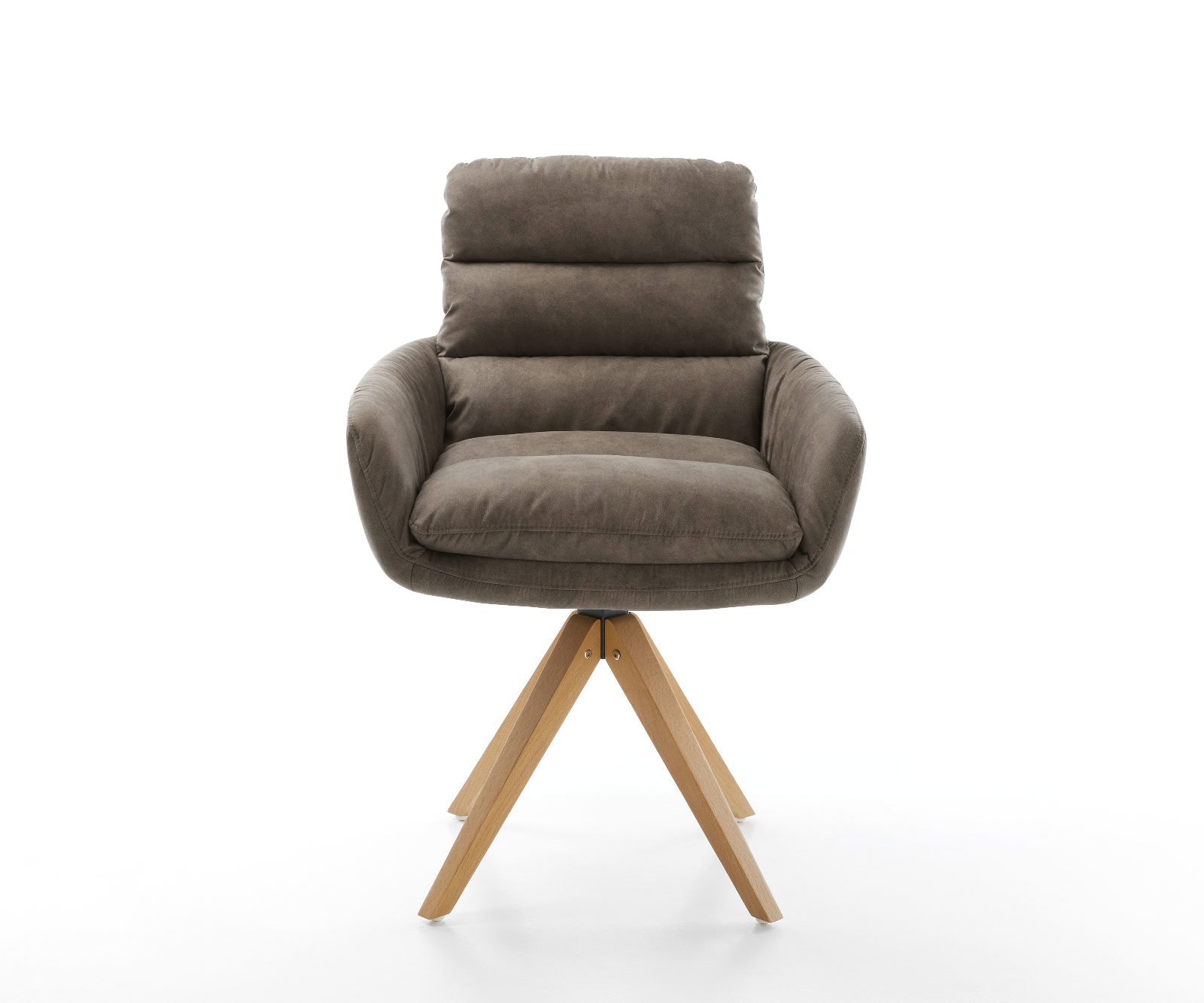 Esszimmerstuhl Abelia-Flex mit Armlehnen Mikrofaser Taupe Vintage Holzgestell kantig Natur 1 Esszimmerstuhl Abelia-Flex mit Armlehnen Mikrofaser Taupe Vintage Holzgestell kantig Natur 1