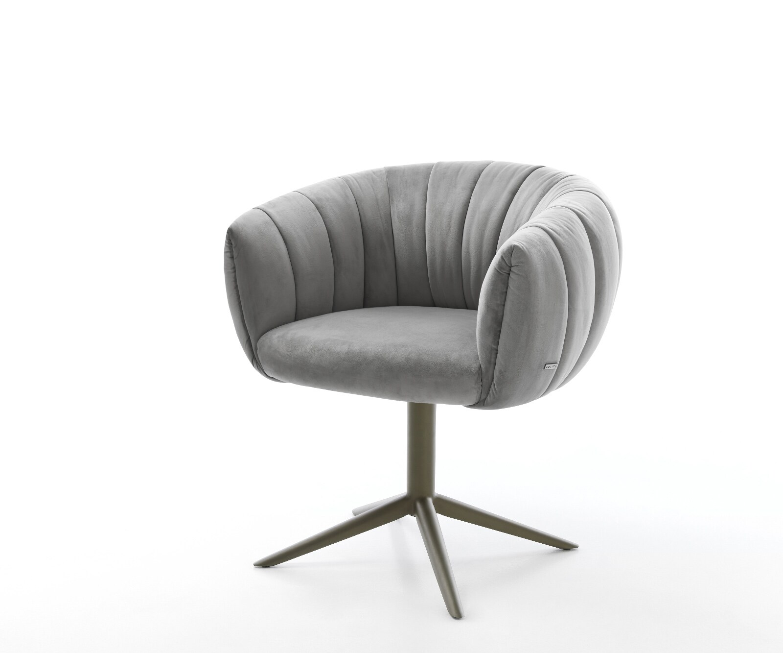 Chaise-pivotante Jada-Flex velours gris pied croisé angulaire aspect titane pivotement sur 360° fonction bascule ressorts ensachés