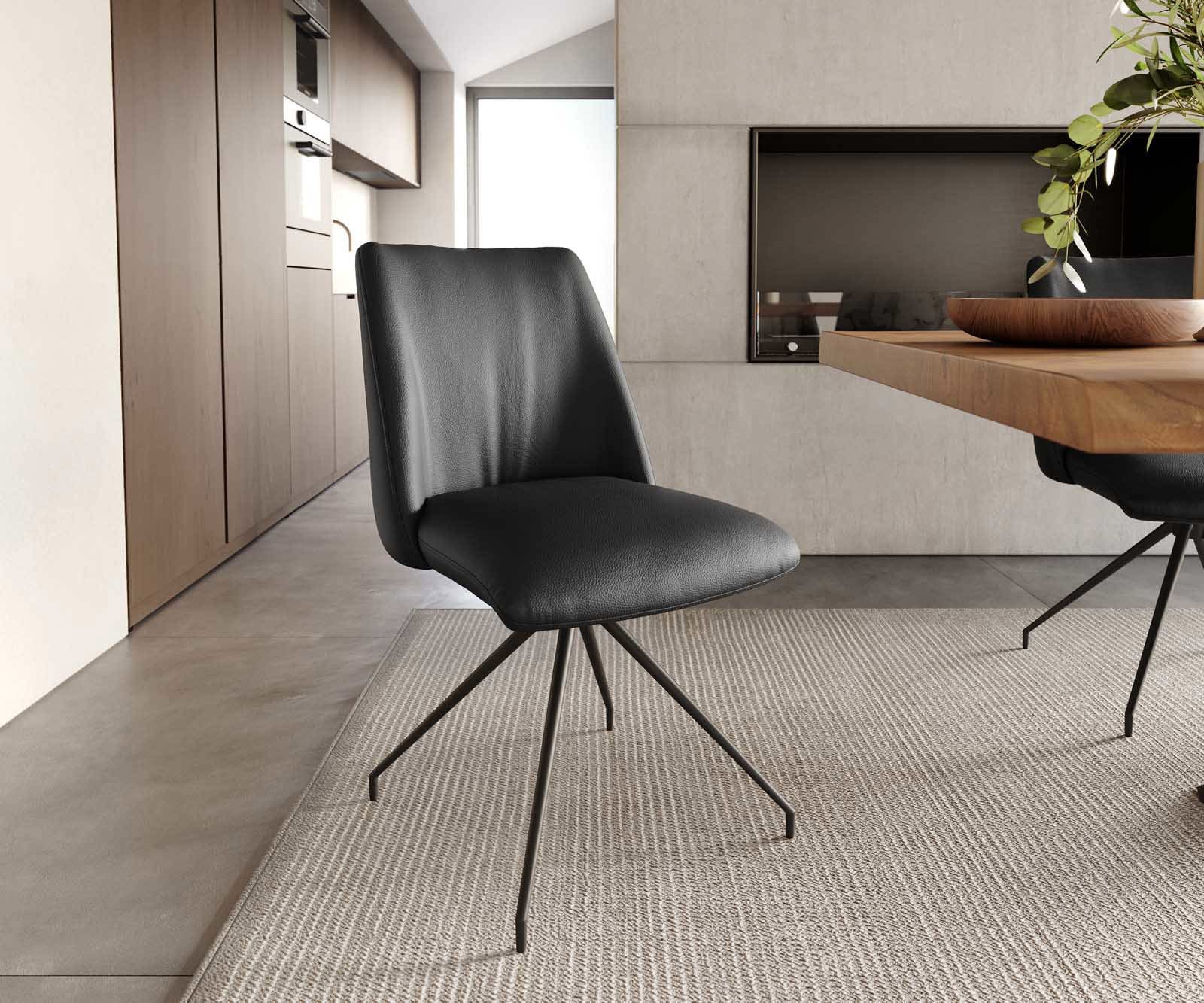 Drehstuhl Elso-Flex Echt-Leder Schwarz Kreuzgestell konisch Schwarz 180° drehbar Taschenfederkern Drehstuhl Elso-Flex Echt-Leder Schwarz Kreuzgestell konisch Schwarz 180° drehbar Taschenfederkern