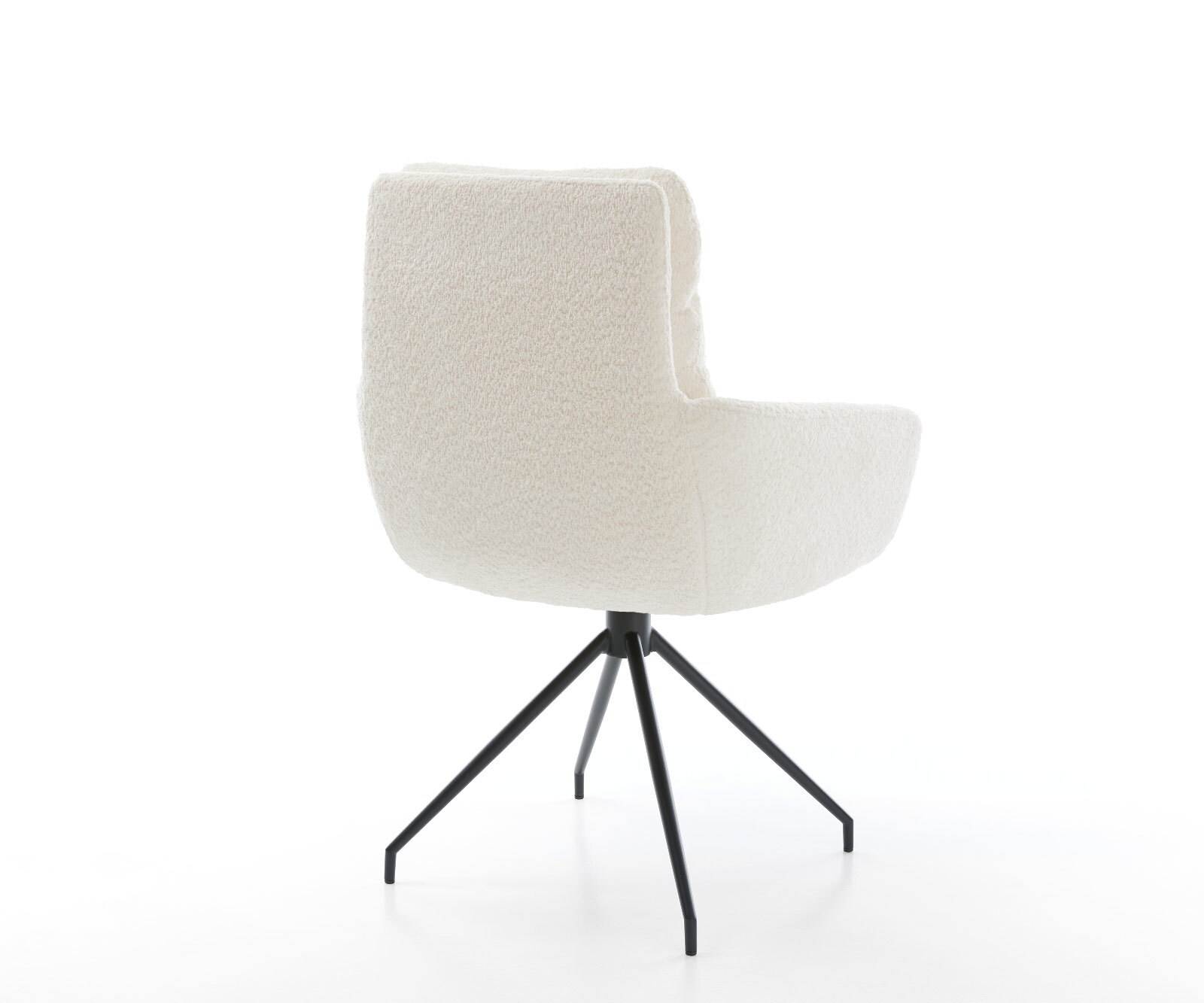Chaise-de-salle-à-manger Abelia-Flex avec accoudoirs bouclé blanc pied croisé conique noir 4