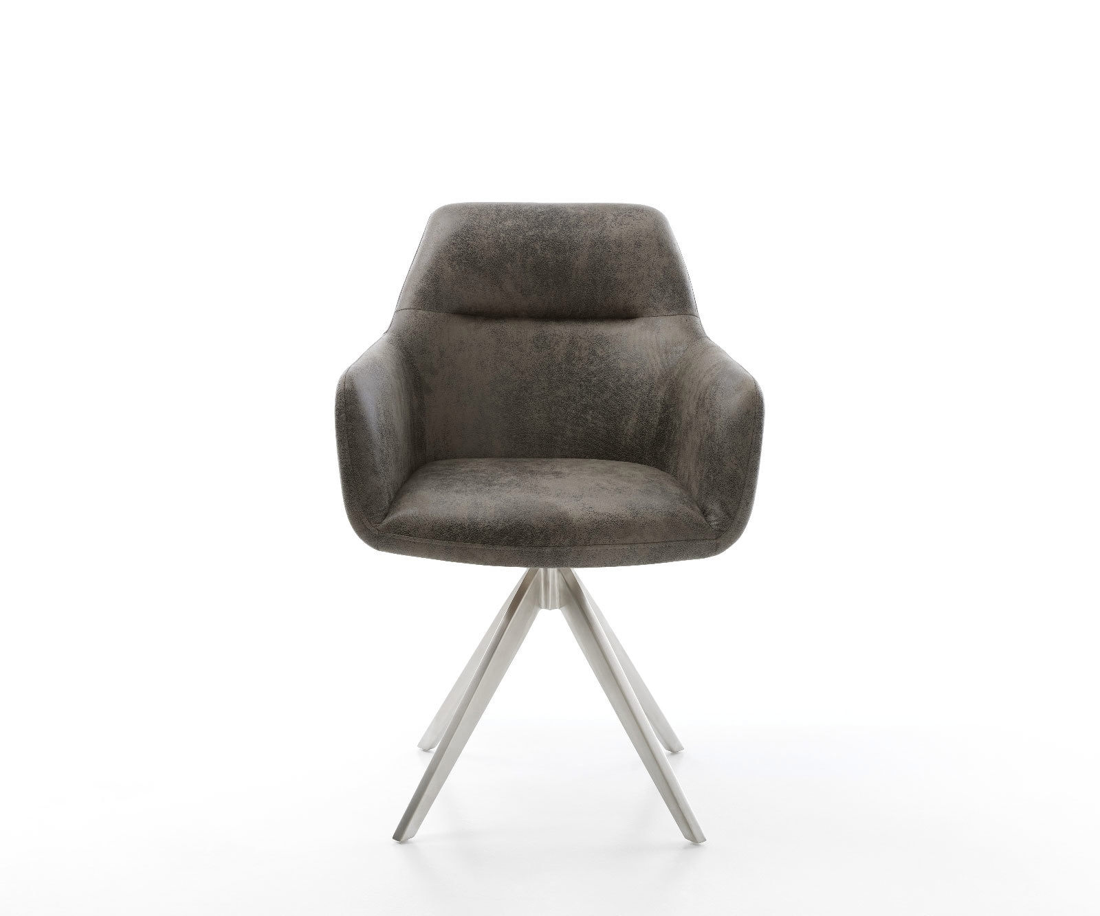 Chaise-de-salle-à-manger Pejo-Flex microvelours gris antique pied croisé angulaire acier inoxydable brossé ressorts ensachés 1 Chaise-de-salle-à-manger Pejo-Flex microvelours gris antique pied croisé angulaire acier inoxydable brossé ressorts ensachés 1