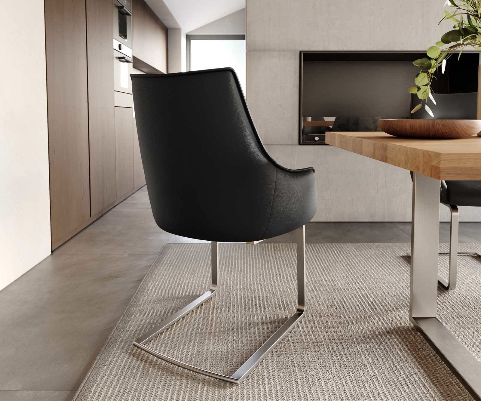 Freischwinger Alja-Flex mit Armlehnen Echt-Leder Schwarz Freischwinger flach Edelstahl Taschenfederkern 5 Freischwinger Alja-Flex mit Armlehnen Echt-Leder Schwarz Freischwinger flach Edelstahl Taschenfederkern 5