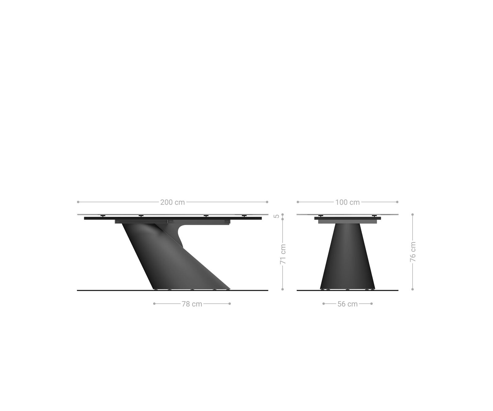 Table à manger Edge Boot 200x100 céramique Laminam® Travertino Bianco crème-blanc Cono métallique doré 9